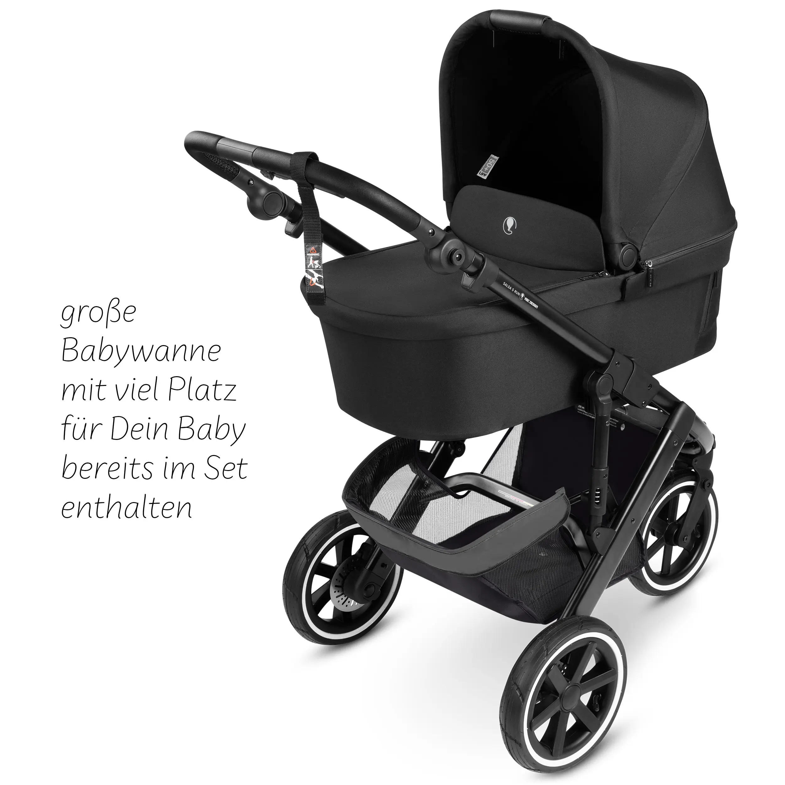 Poussette combinée Salsa 5 Run avec sac à langer, ombrelle, habillage pluie, porte-gobelet - Coal