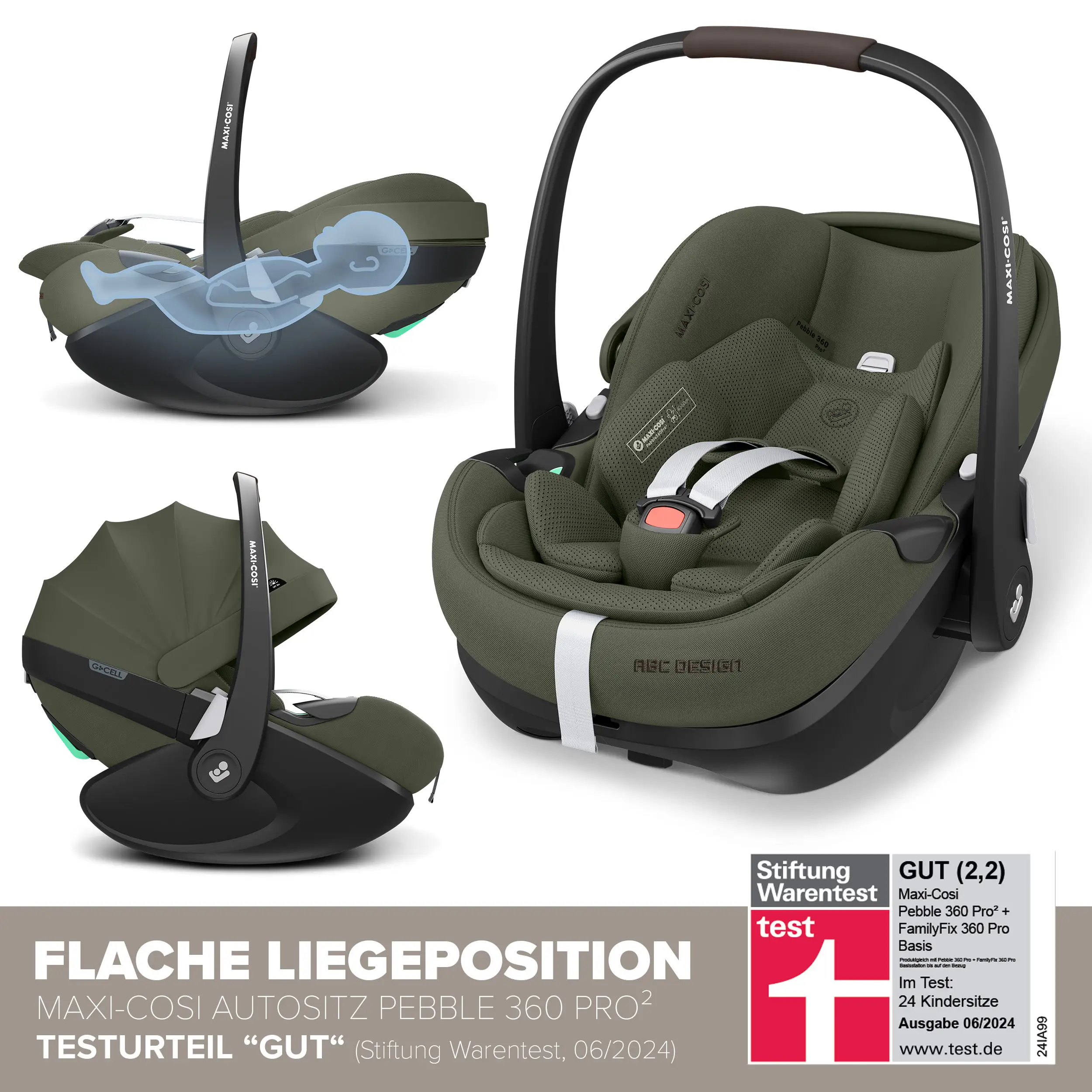 set de cochecito 3 en 1 Salsa 5 Air con silla de coche para niños Maxi Cosi Pebble 360 Pro 2 - Aguacate
