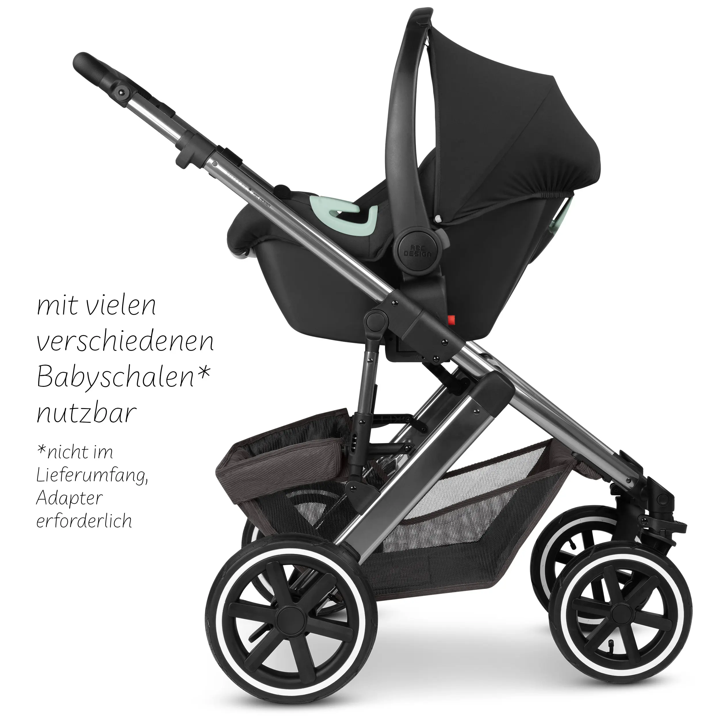 Kombi-Kinderwagen Salsa 5 Air inkl. Wickeltasche, Sonnenschirm, Regenschutz, Becherhalter - Almond