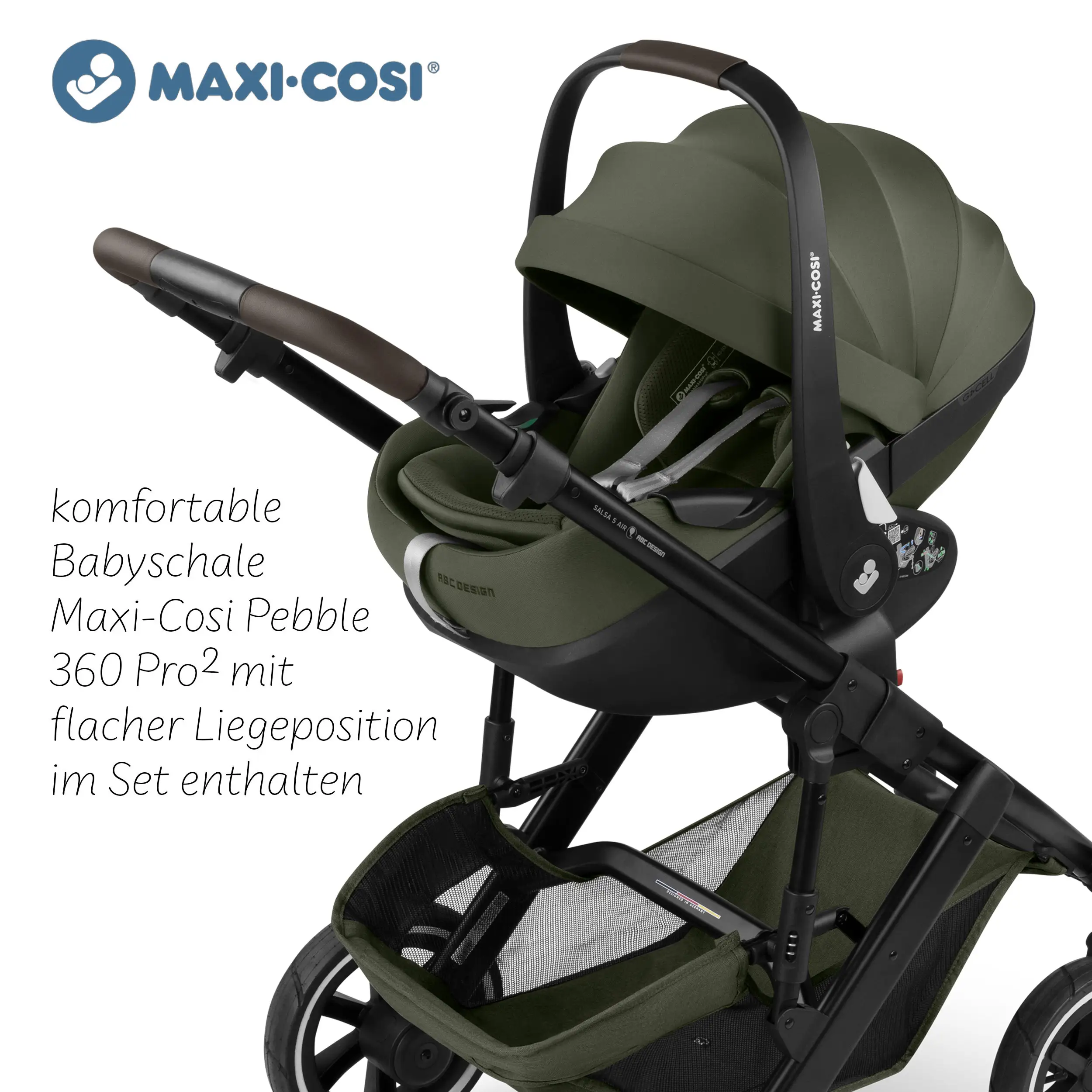 set de cochecito 3 en 1 Salsa 5 Air con silla de coche para niños Maxi Cosi Pebble 360 Pro 2 - Aguacate
