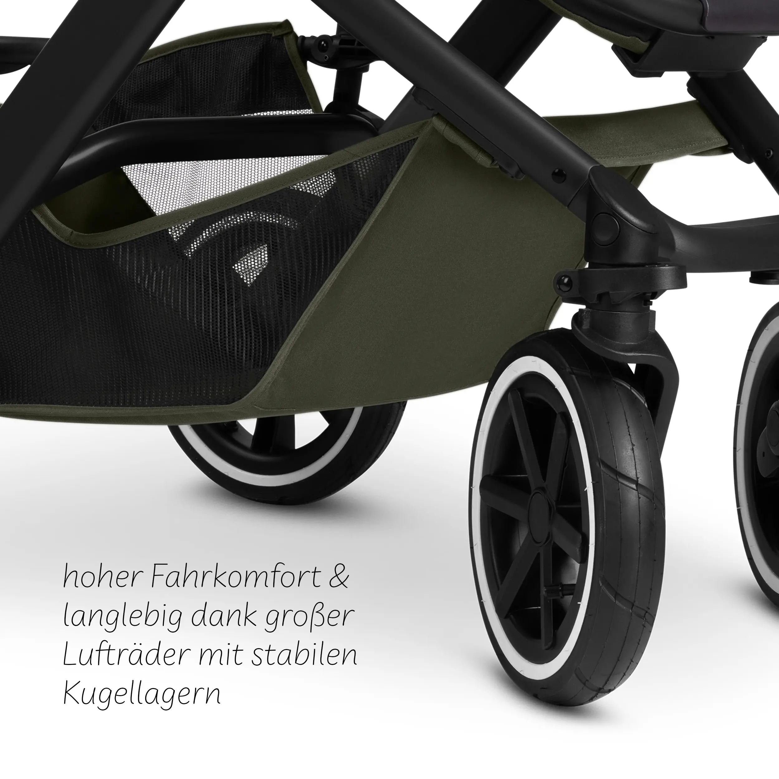 Kombi-Kinderwagen Salsa 5 Air inkl. Wickeltasche, Sonnenschirm, Regenschutz, Becherhalter - Avocado
