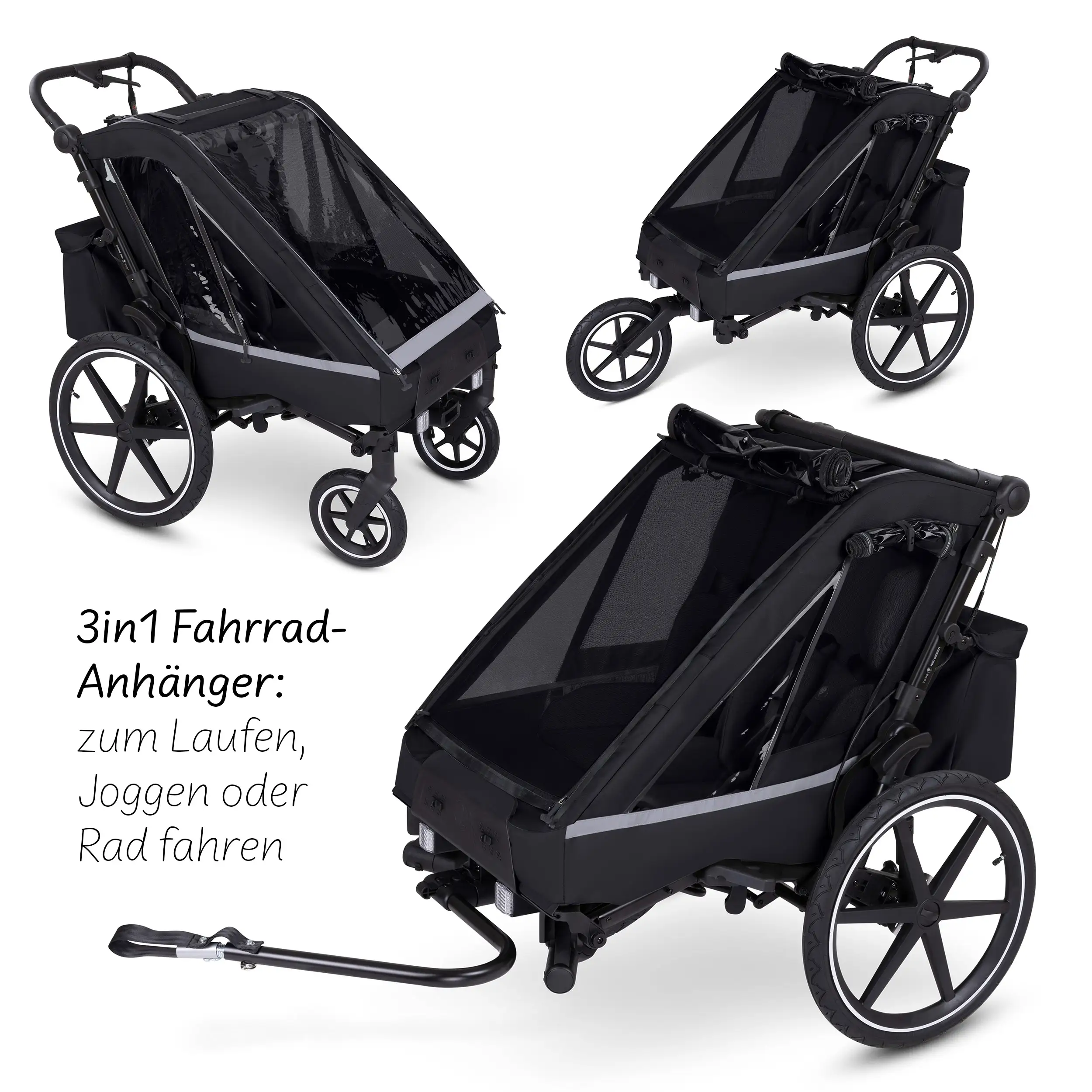 Bicycle Trailer Tour with 2 Comfort Seats Air Wheels Ink