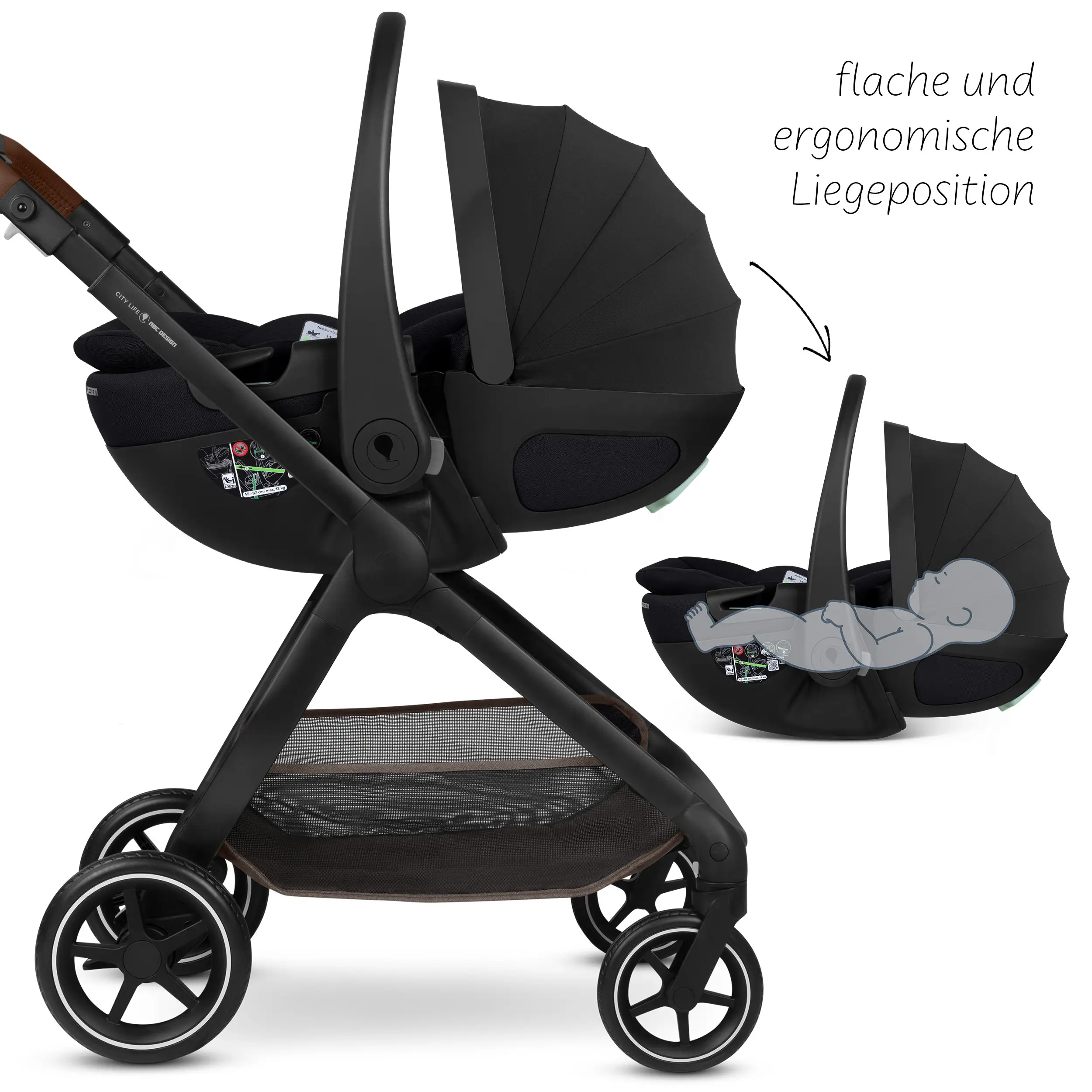 4in1-Kinderwagen-Set City Life inkl. Babyschale Calla mit Liegefunktion - Nature