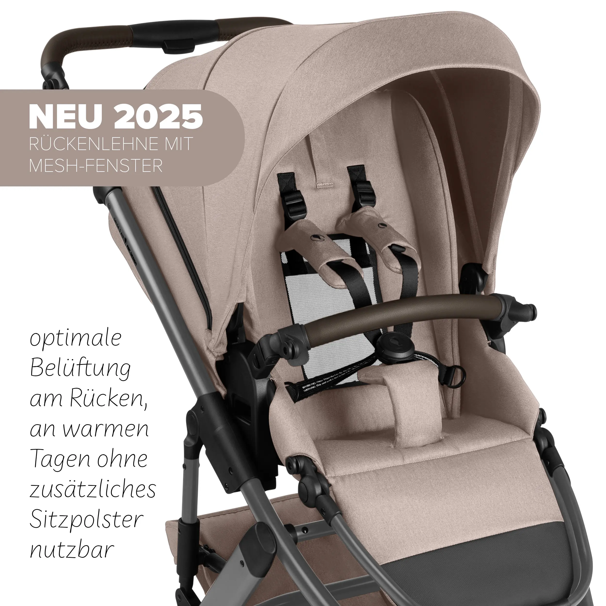 Kombi-Kinderwagen Salsa 5 Air inkl. Wickeltasche, Sonnenschirm, Regenschutz, Becherhalter - Camel