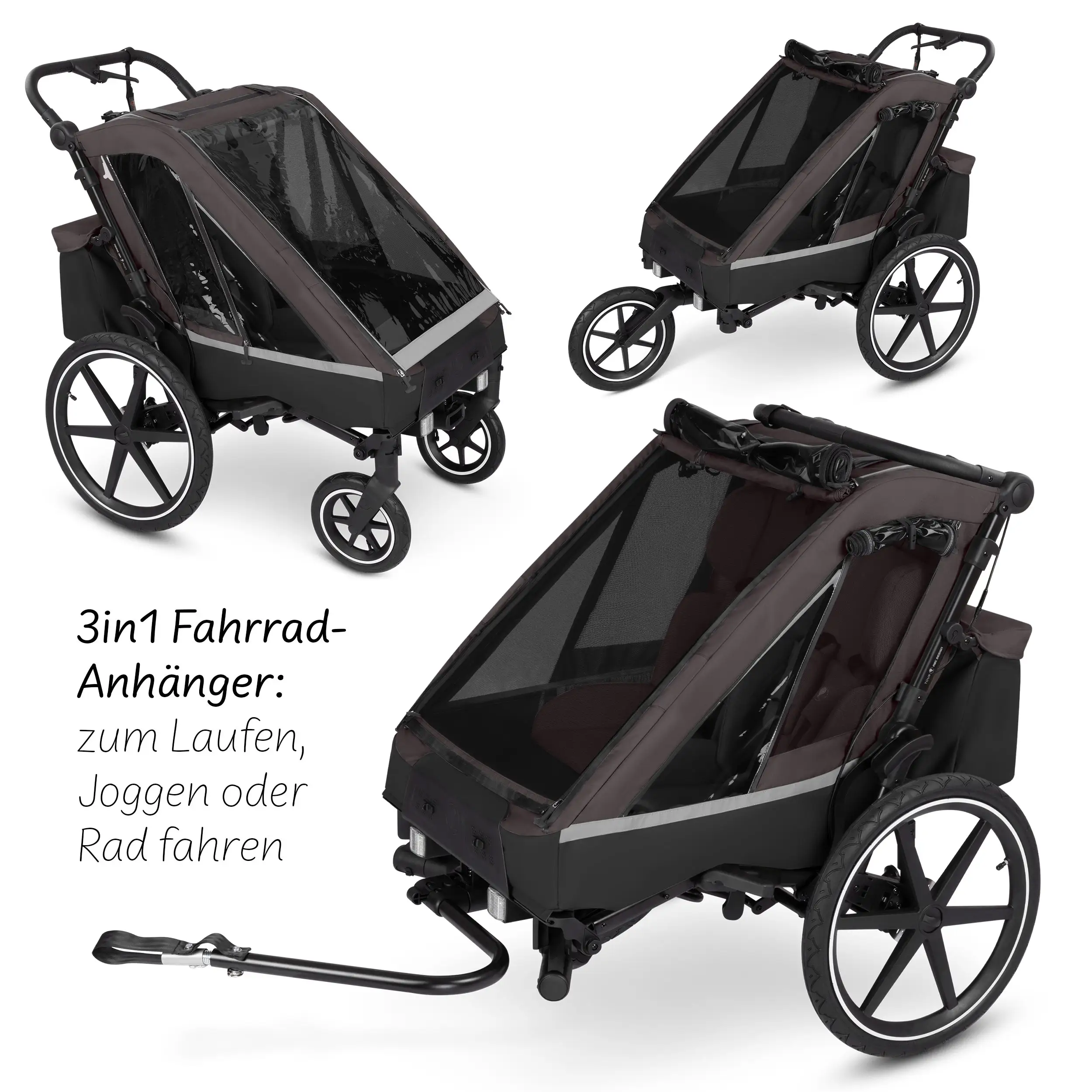 Fahrradanhänger Tour 2 mit 2 Komfortsitzen & Lufträdern - Falcon