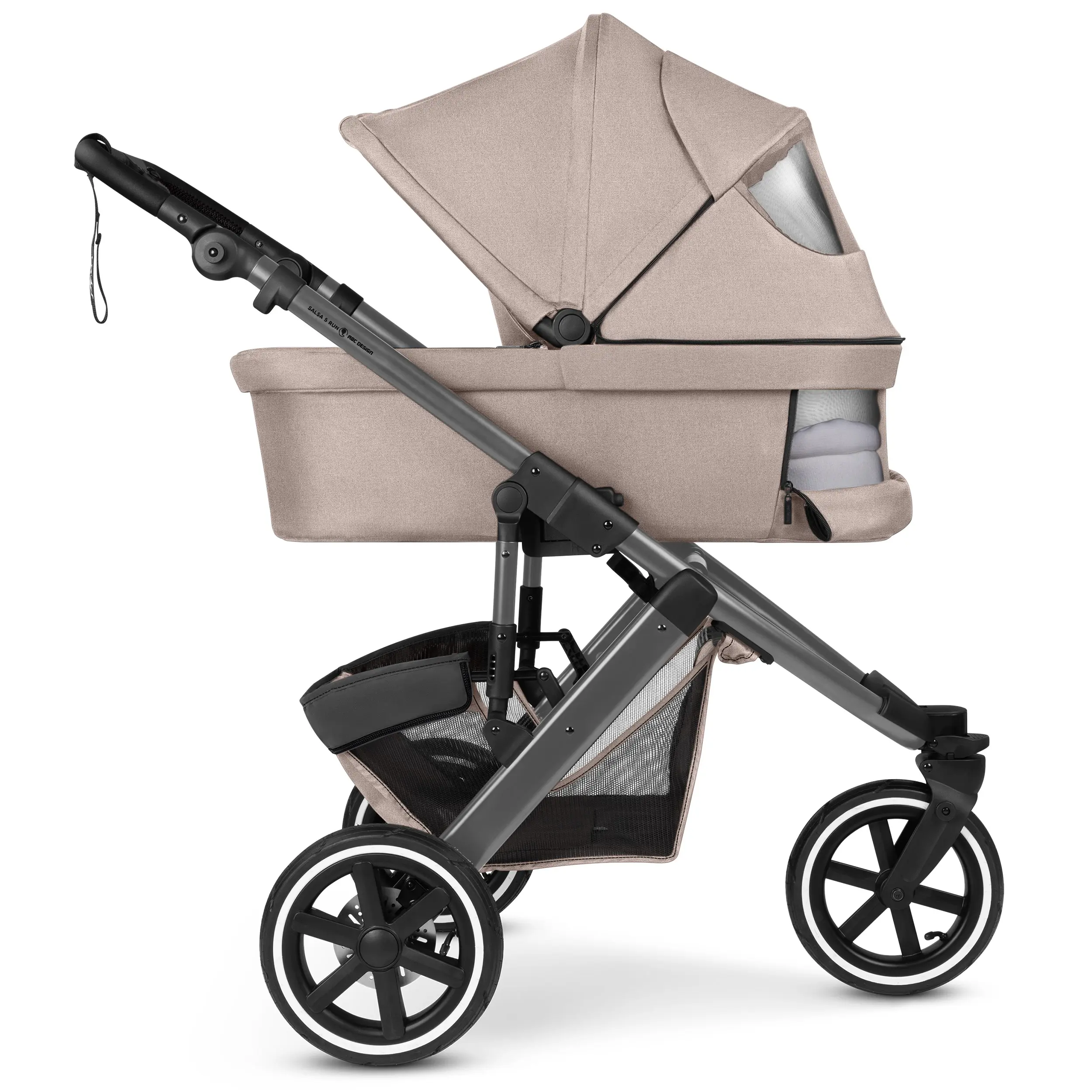 Poussette combinée Salsa 5 Run avec sac à langer, ombrelle, habillage pluie, porte-gobelet - Camel