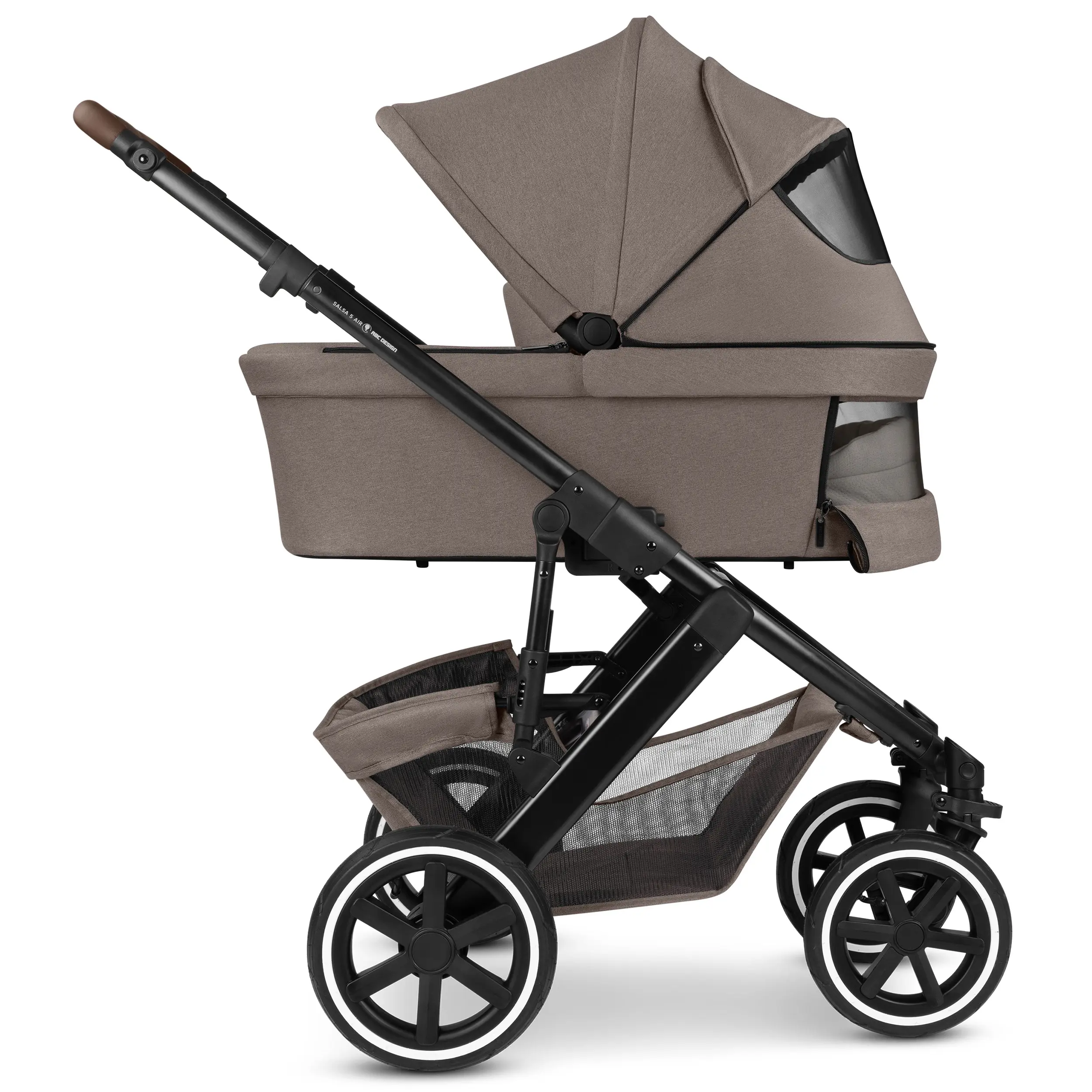 Kombi-Kinderwagen Salsa 5 Air inkl. Wickeltasche, Sonnenschirm, Regenschutz, Becherhalter - Nature