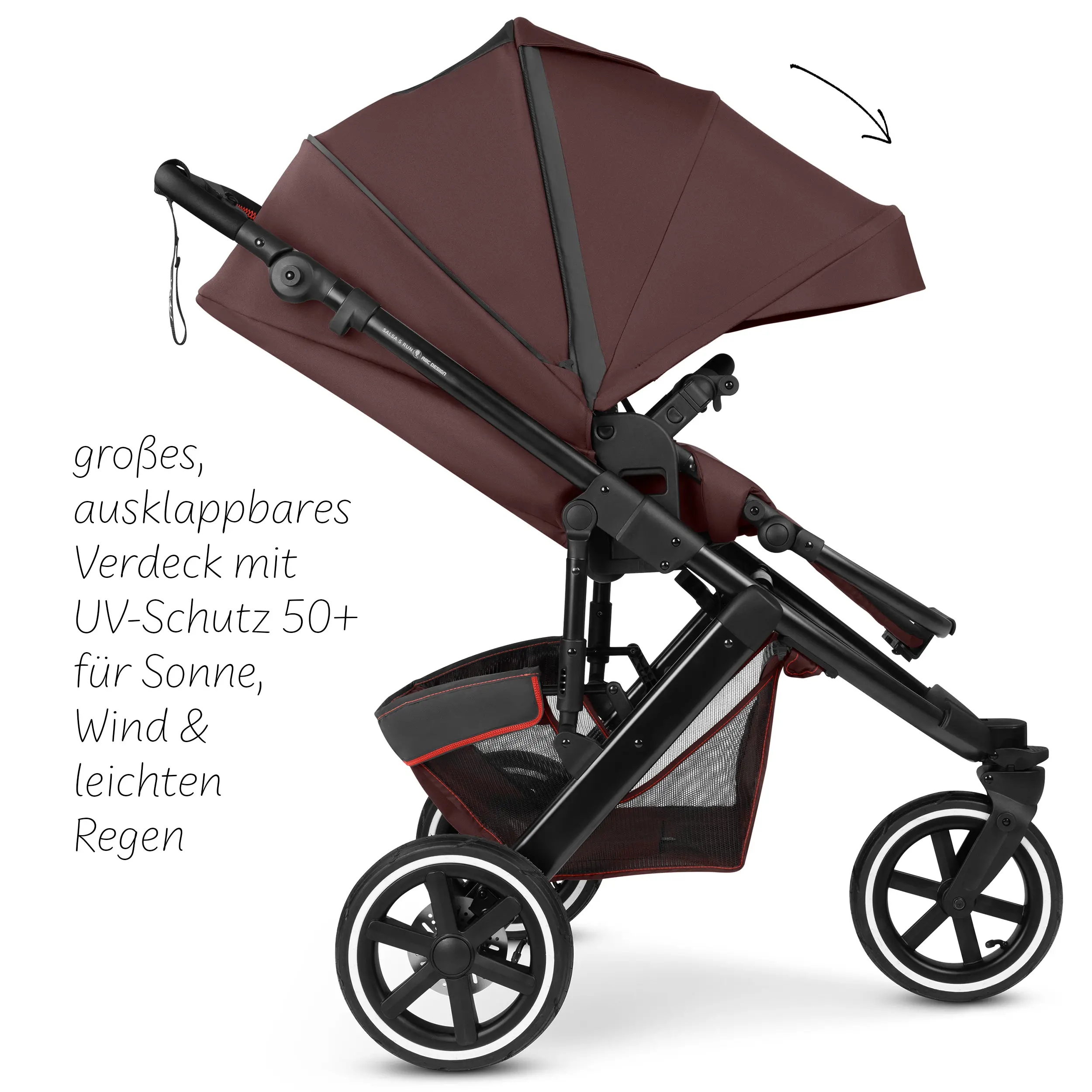 Poussette combinée Salsa 5 Run avec sac à langer, ombrelle, habillage pluie, porte-gobelet - Umbra