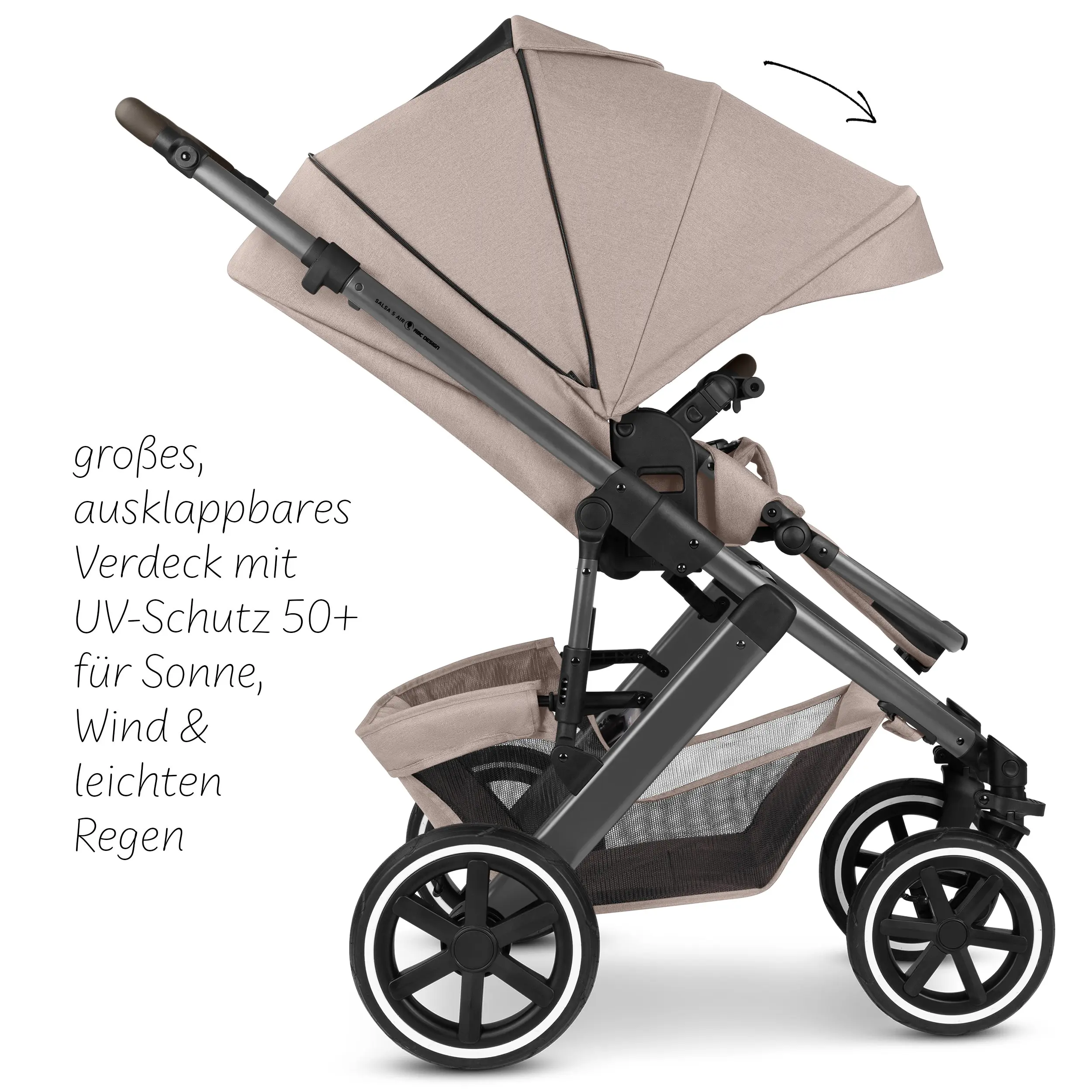 Kombi-Kinderwagen Salsa 5 Air inkl. Wickeltasche, Sonnenschirm, Regenschutz, Becherhalter - Camel