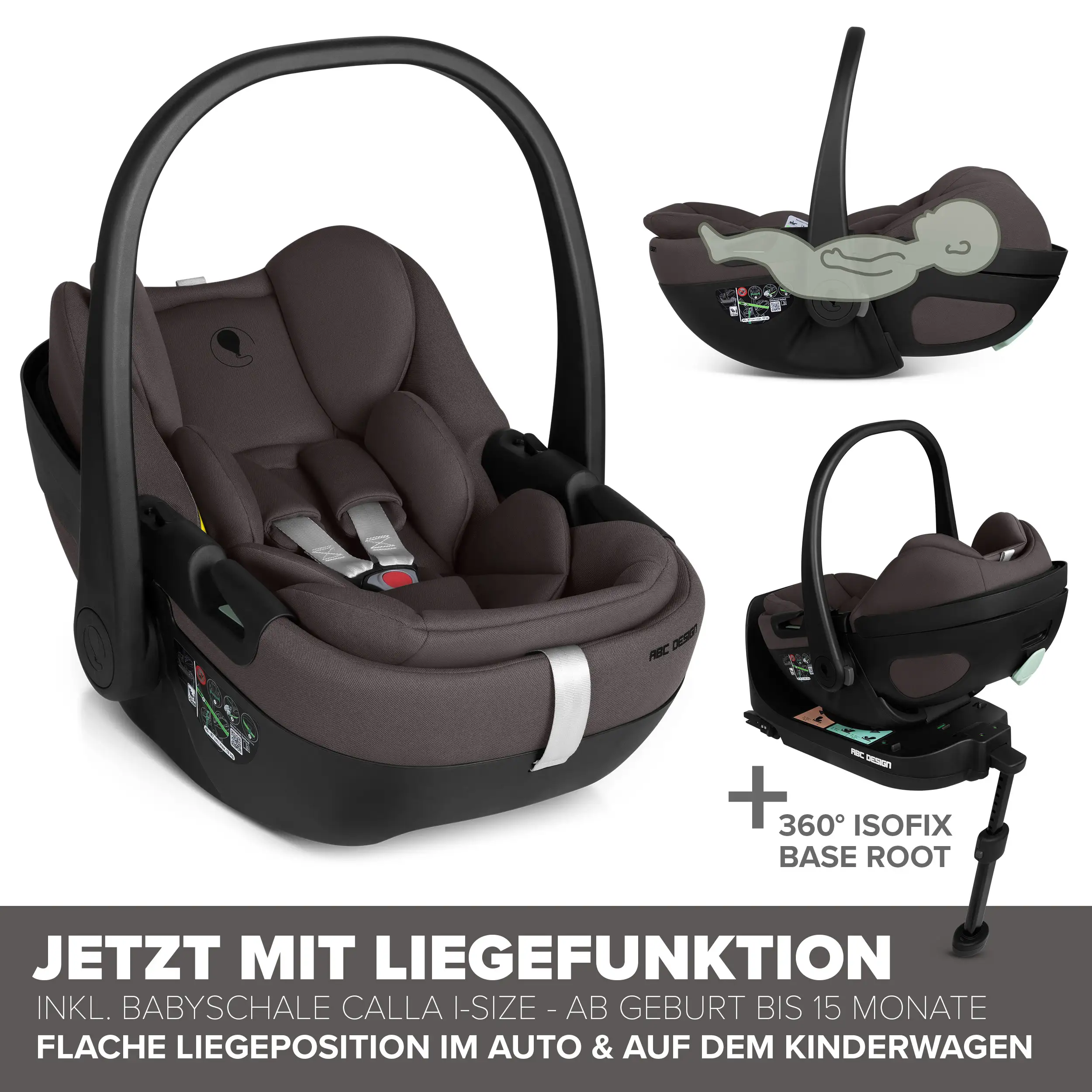4in1 Kinderwagen-Set Salsa Core inkl. Babyschale Calla mit Liegefunktion & Isofix Base Root - Falcon
