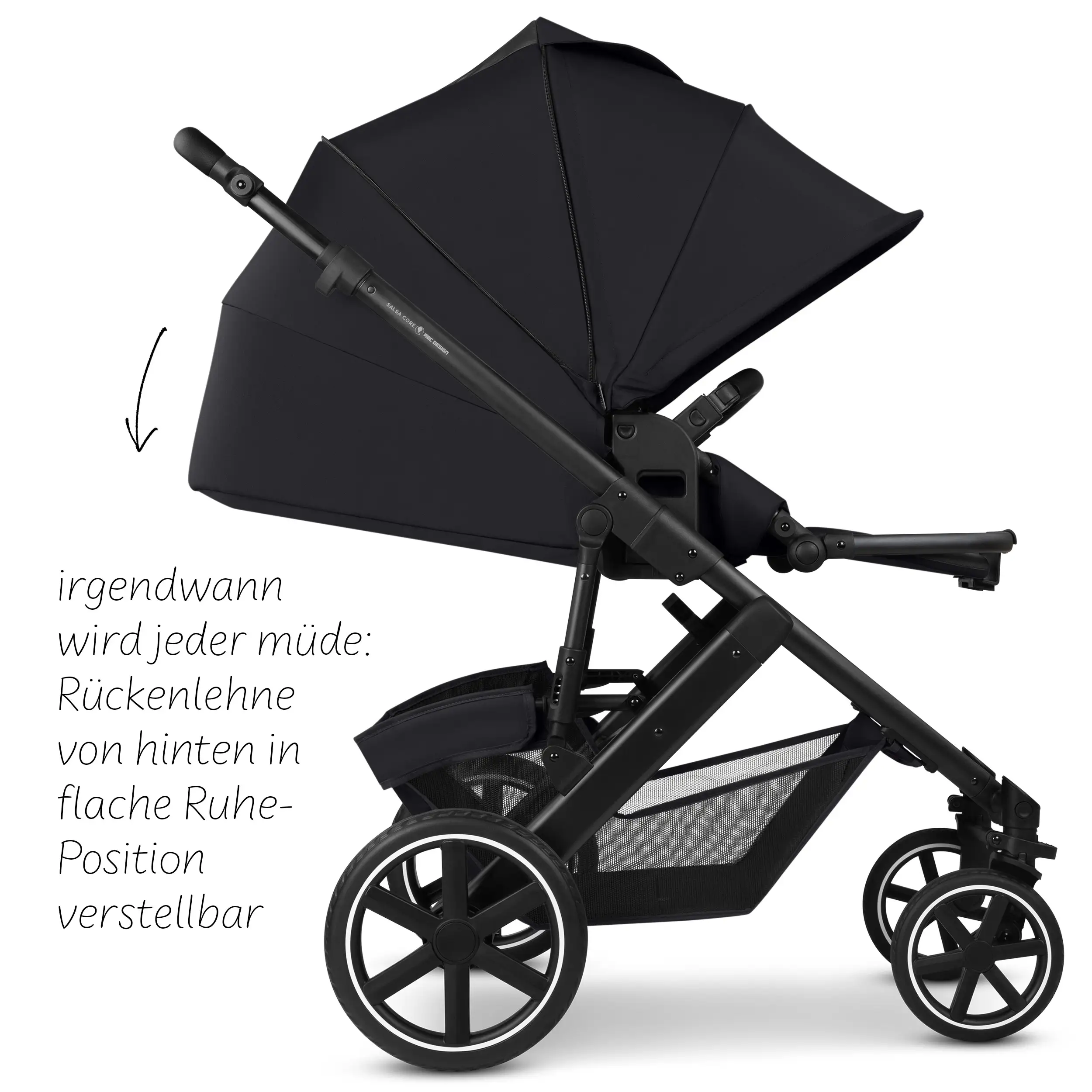 4in1 Kinderwagen-Set Salsa Core inkl. Babyschale Calla mit Liegefunktion & Isofix Base Root - Ink