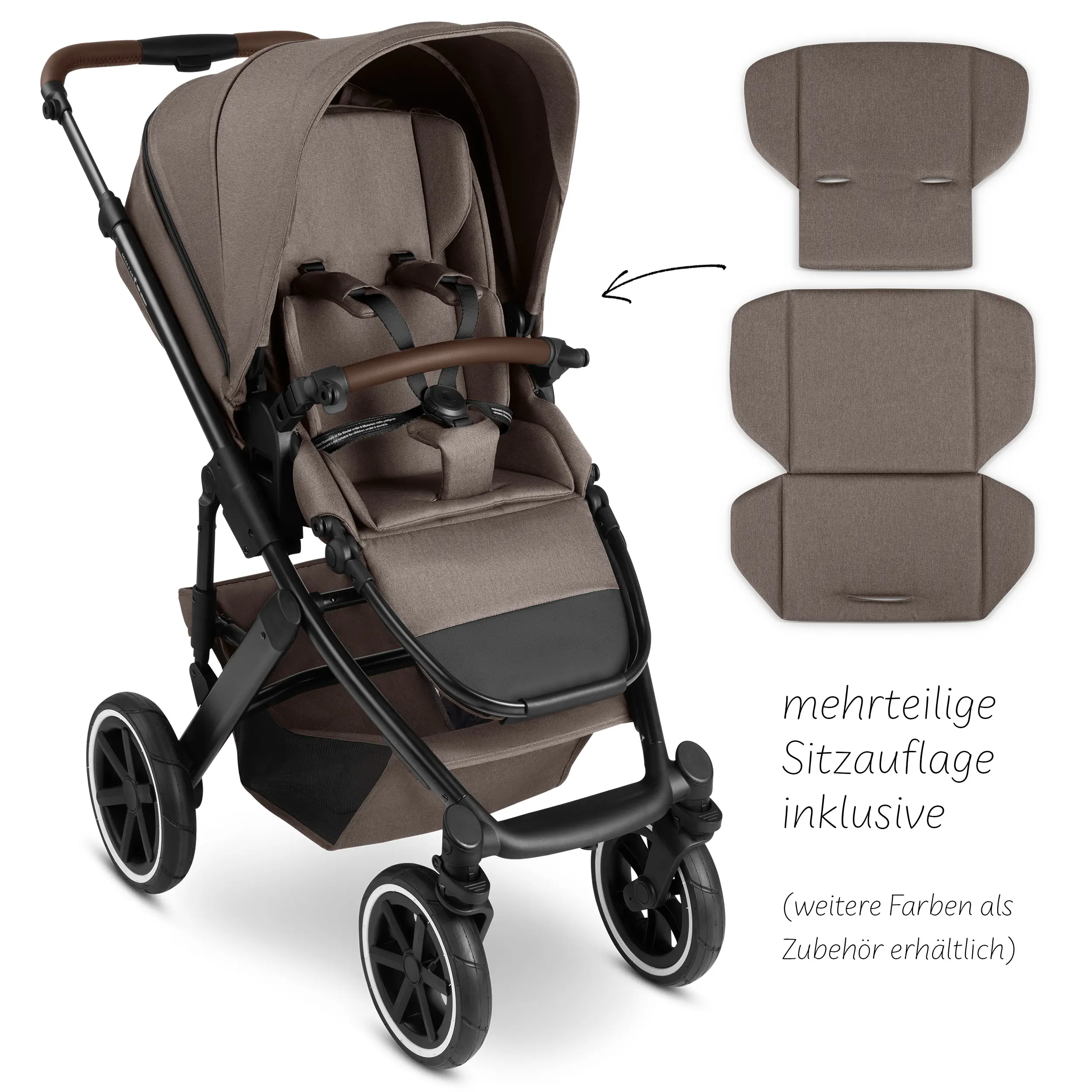 Kombi-Kinderwagen Salsa 5 Air inkl. Wickeltasche, Sonnenschirm, Regenschutz, Becherhalter - Nature