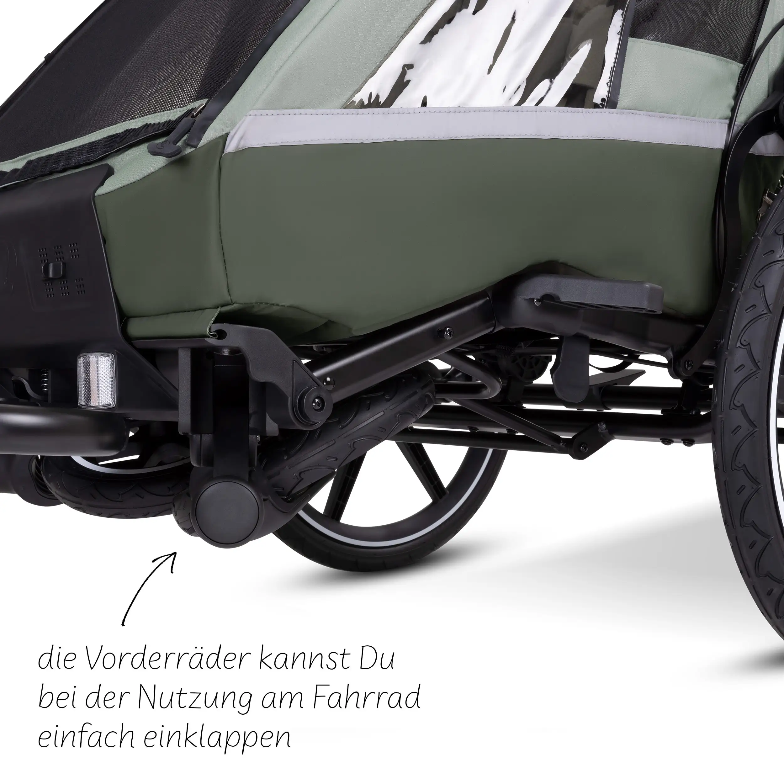 Fahrradanhänger Tour 2 mit 2 Komfortsitzen & Lufträdern - Olive