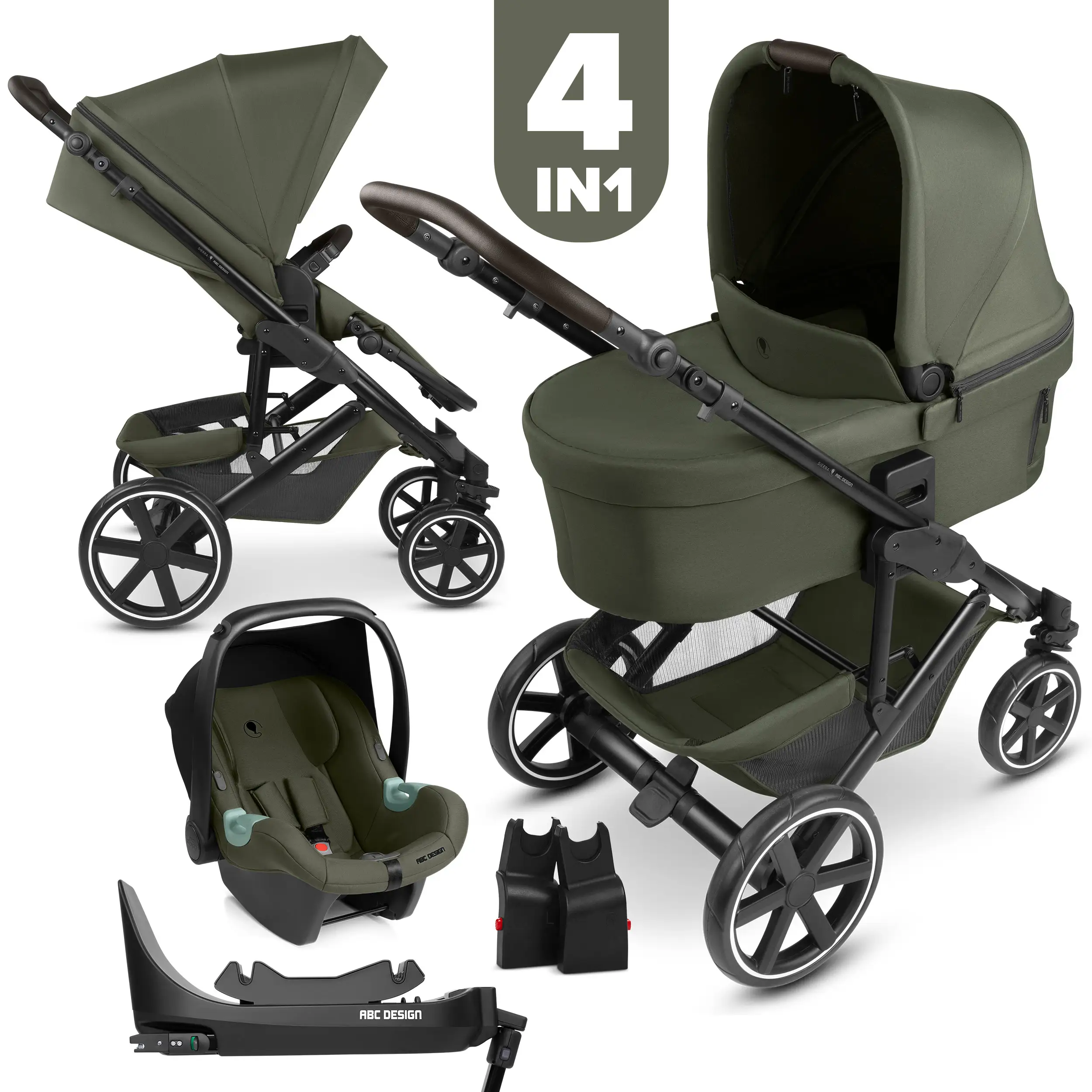 4in1-Kinderwagen-Set Sierra inkl. Isofix Base - Pea