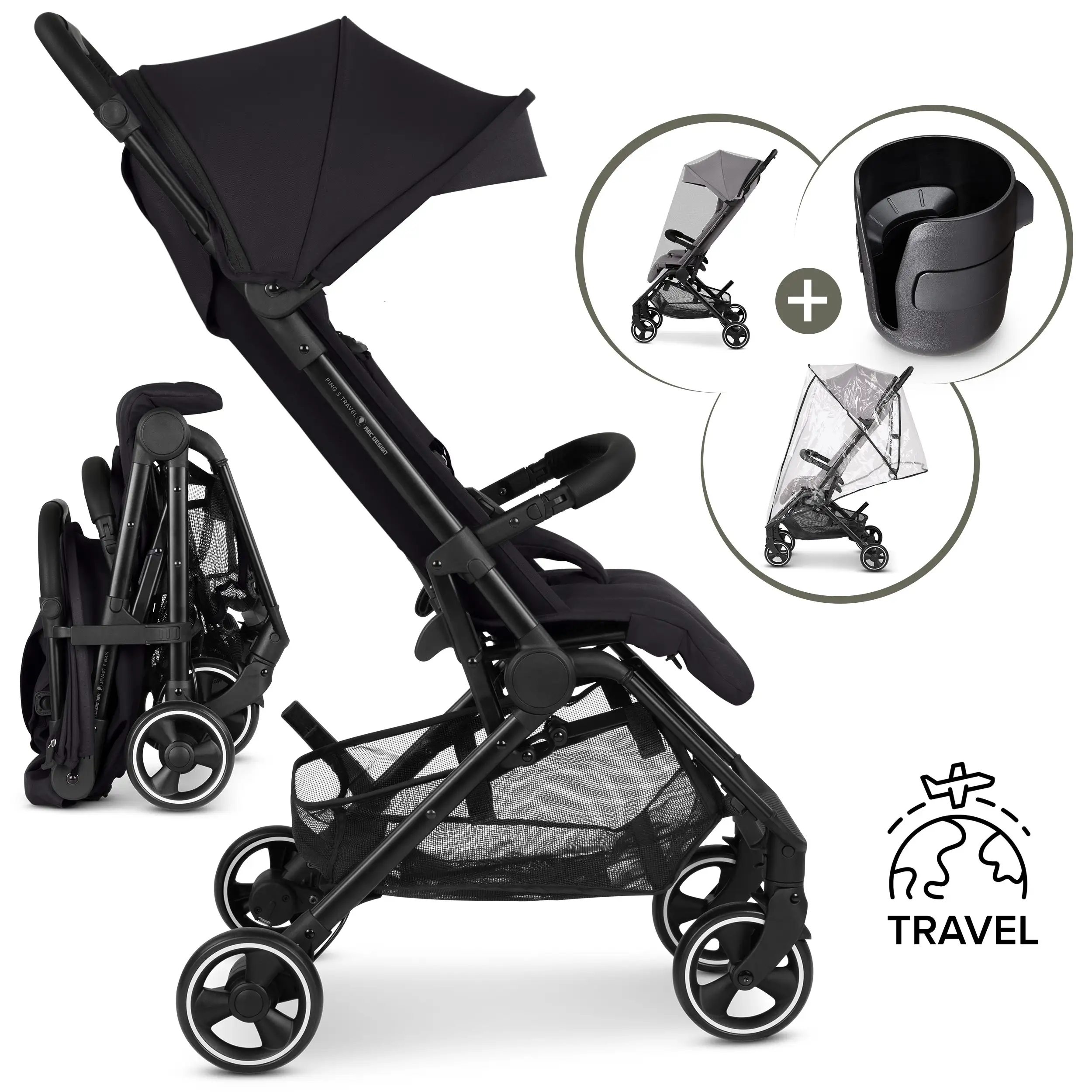 Reisebuggy Ping 3 Travel mit Zubehörset  - Coal