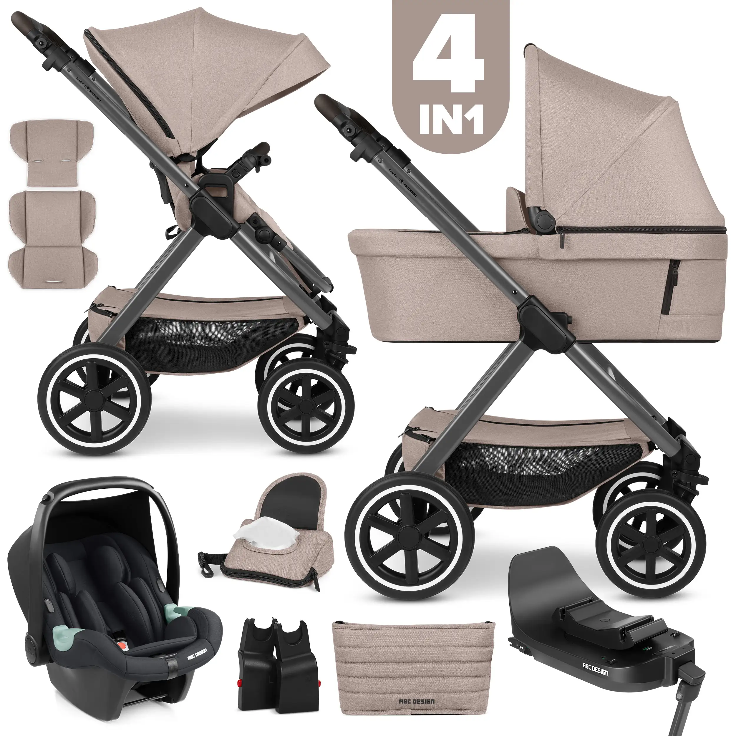 Conjunto de cochecito 4en1 Samba 2 incl. Base ISOFIX - Camel Conjunto de cochecito 4en1 Samba 2 incl. Base ISOFIX - Camel