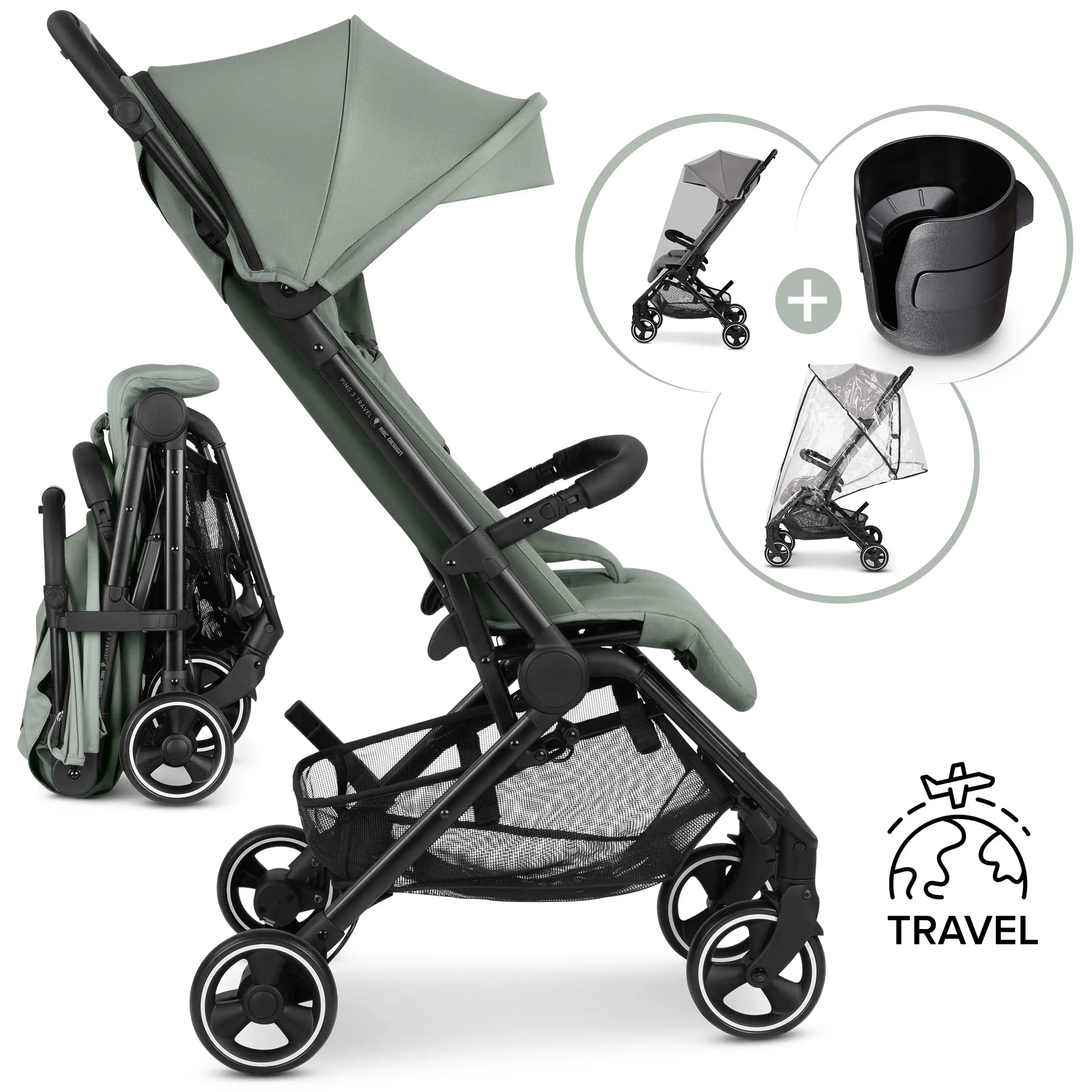 Reisebuggy Ping 3 Travel mit Zubehörset  - Pine