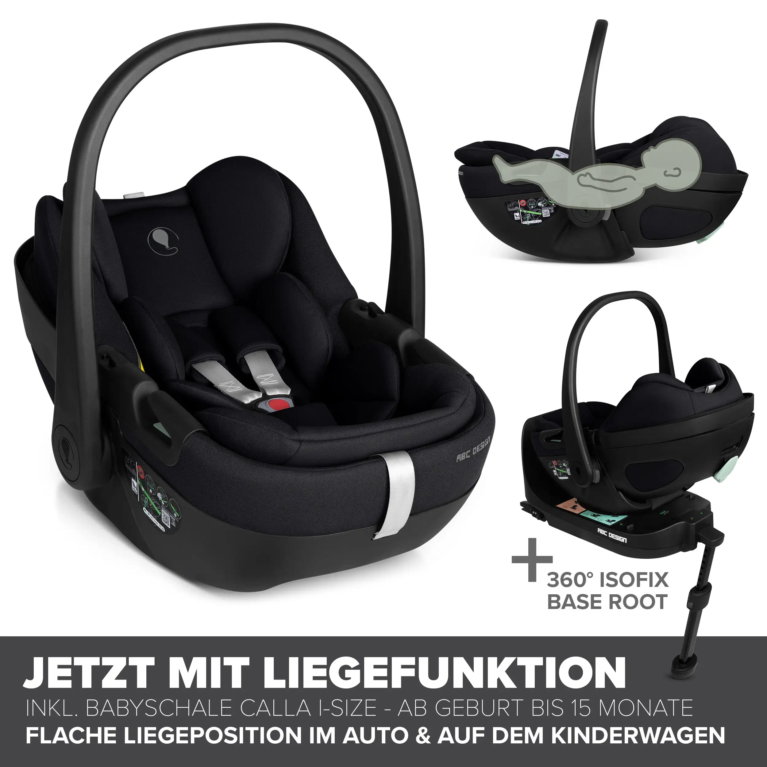 4in1 Kinderwagen-Set Salsa Core inkl. Babyschale Calla mit Liegefunktion & Isofix Base Root - Ink