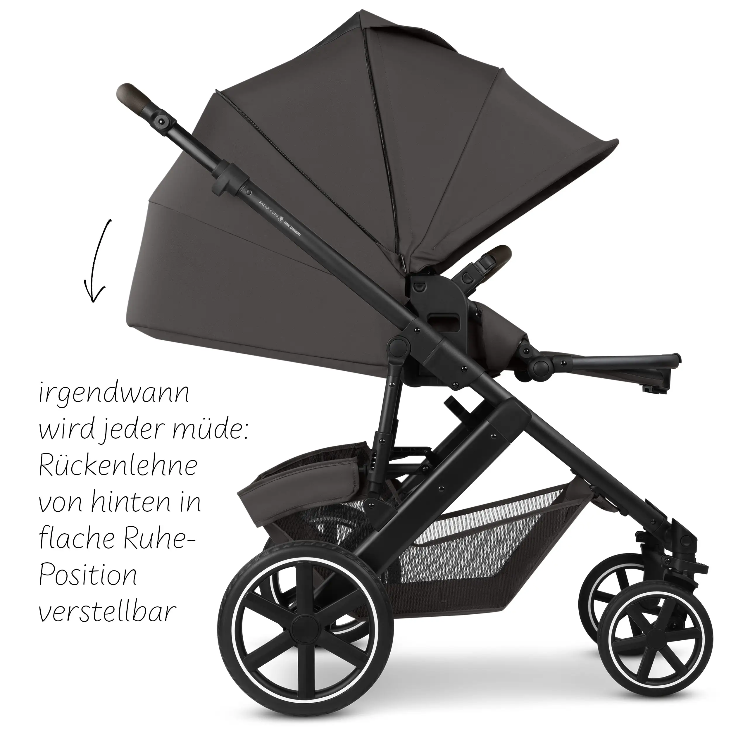 4in1 Kinderwagen-Set Salsa Core inkl. Babyschale Calla mit Liegefunktion & Isofix Base Root - Falcon