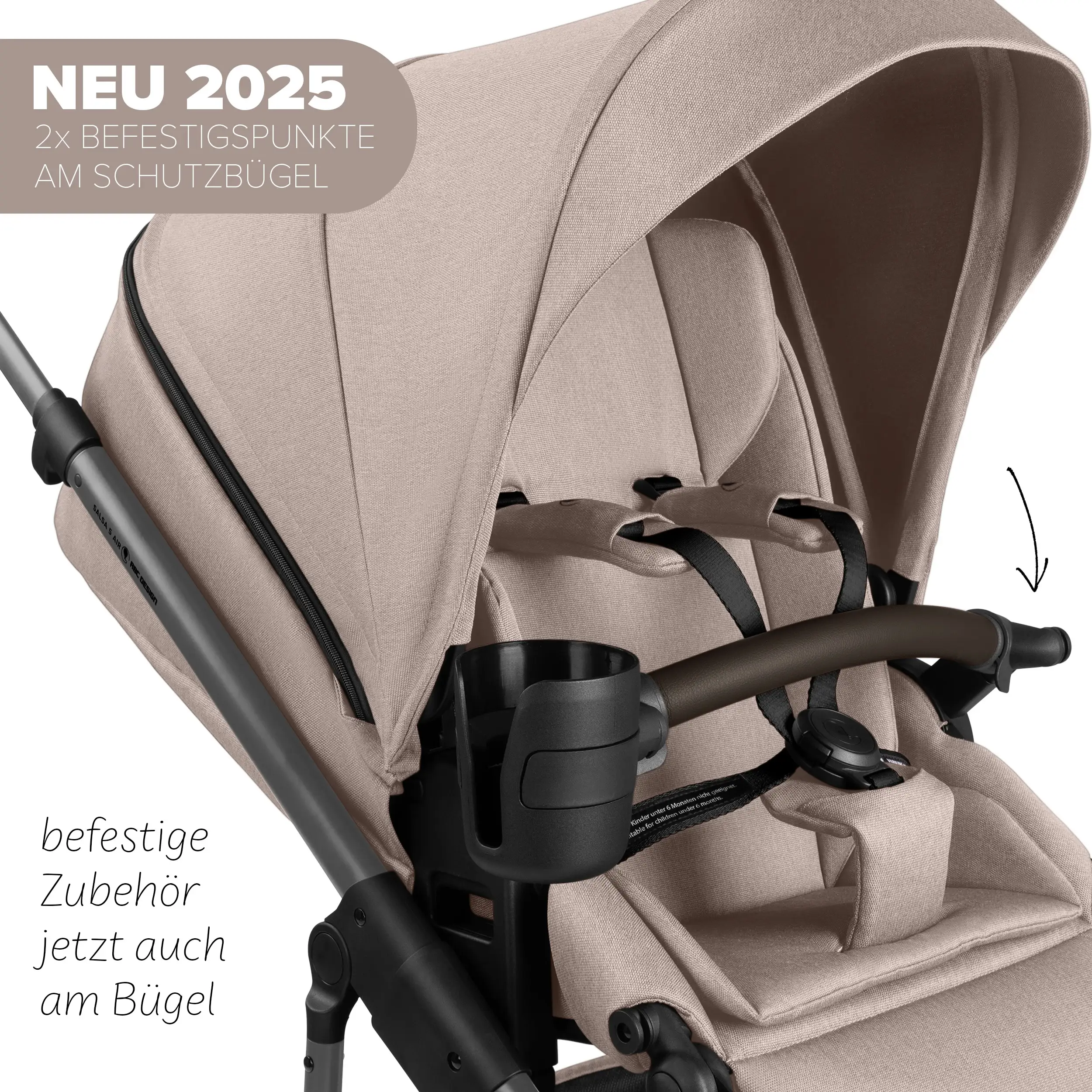Kombi-Kinderwagen Salsa 5 Air  inkl. Wickeltasche Urban, Moskitonetz, Regenschutz - Camel