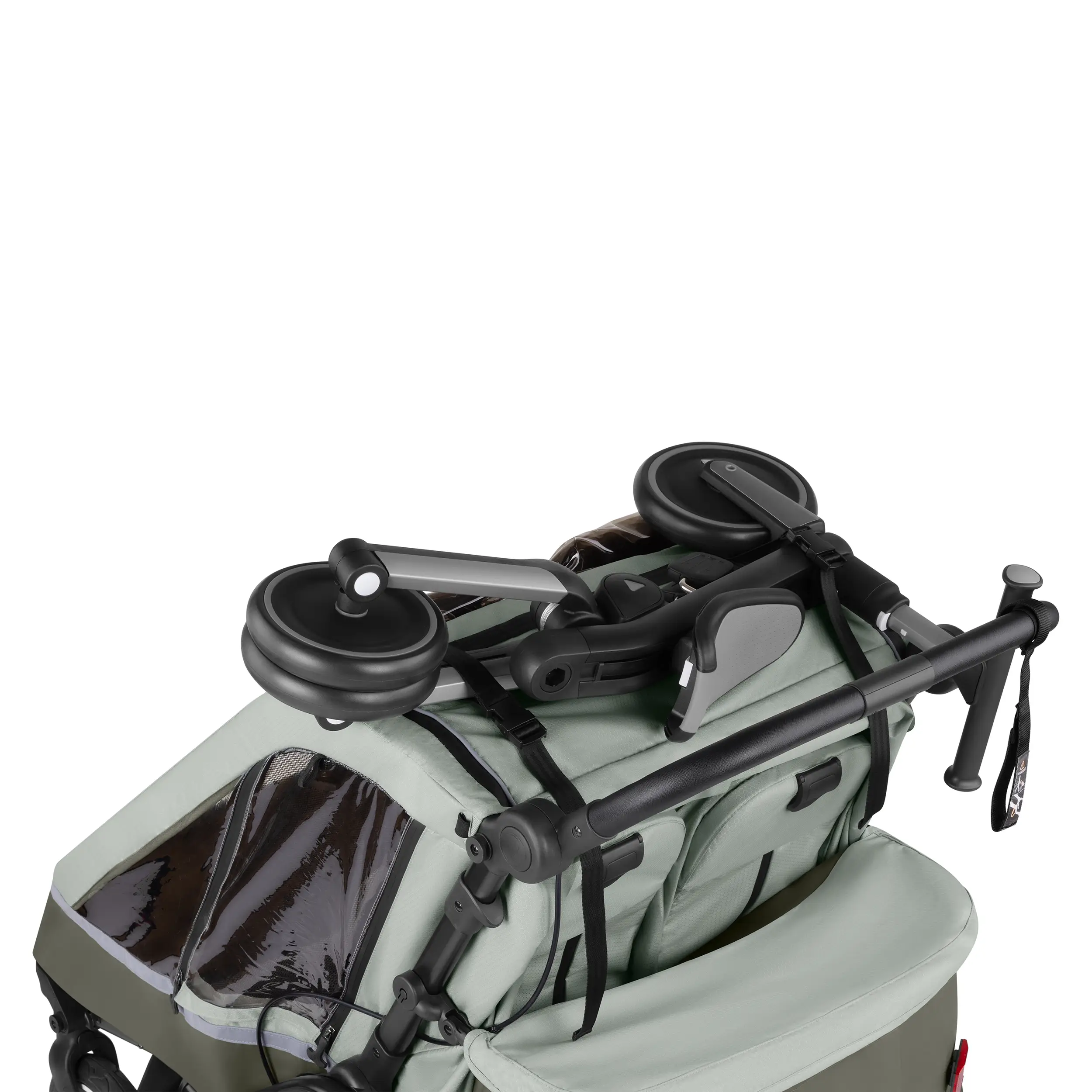 Remorque à vélo Tour avec 2 sièges confort et roues gonflables - Olive Remorque à vélo Tour avec 2 sièges confort et roues gonflables - Olive