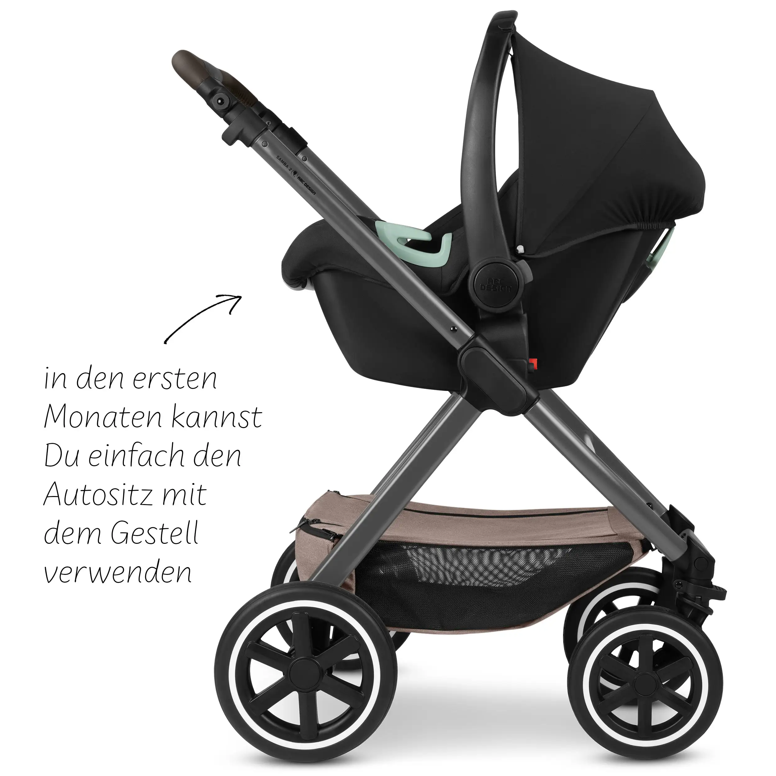 Travel-Set Samba 2 inkl. Autositz für Neugeborene - Camel