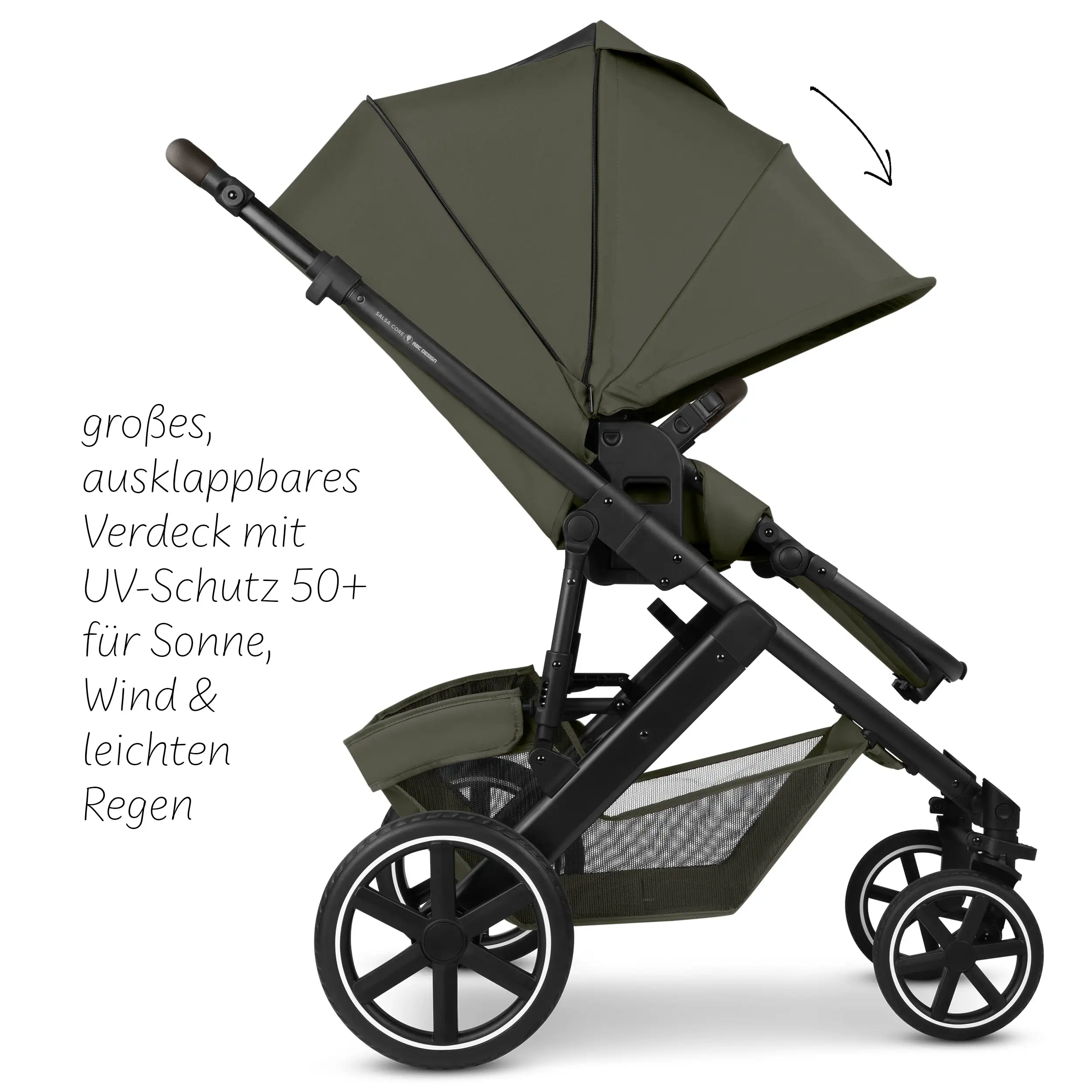3in1 Kinderwagen-Set Salsa Core inkl. Babyschale Calla mit Liegefunktion - Olive