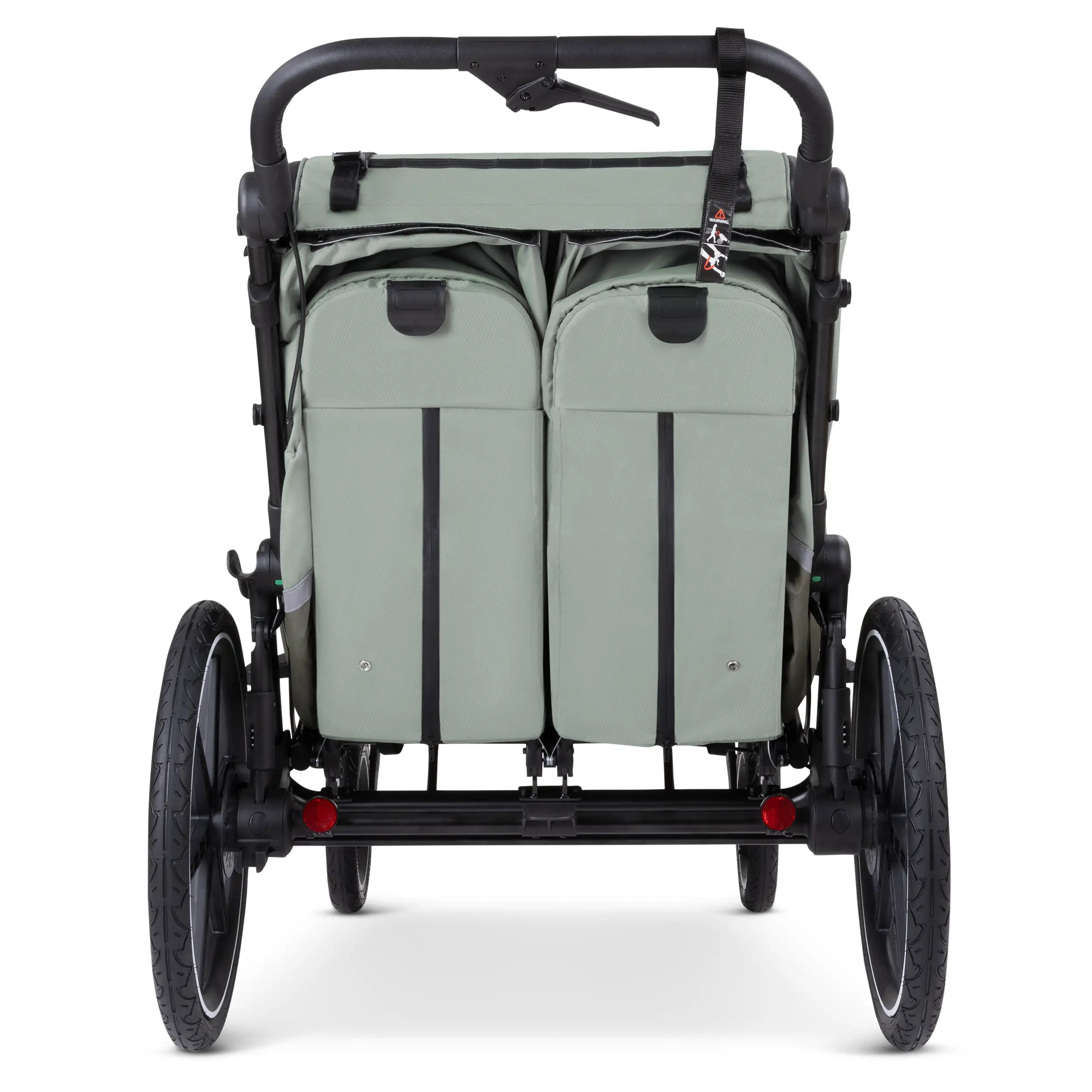 Remorque à vélo Tour avec 2 sièges confort et roues gonflables - Olive Remorque à vélo Tour avec 2 sièges confort et roues gonflables - Olive