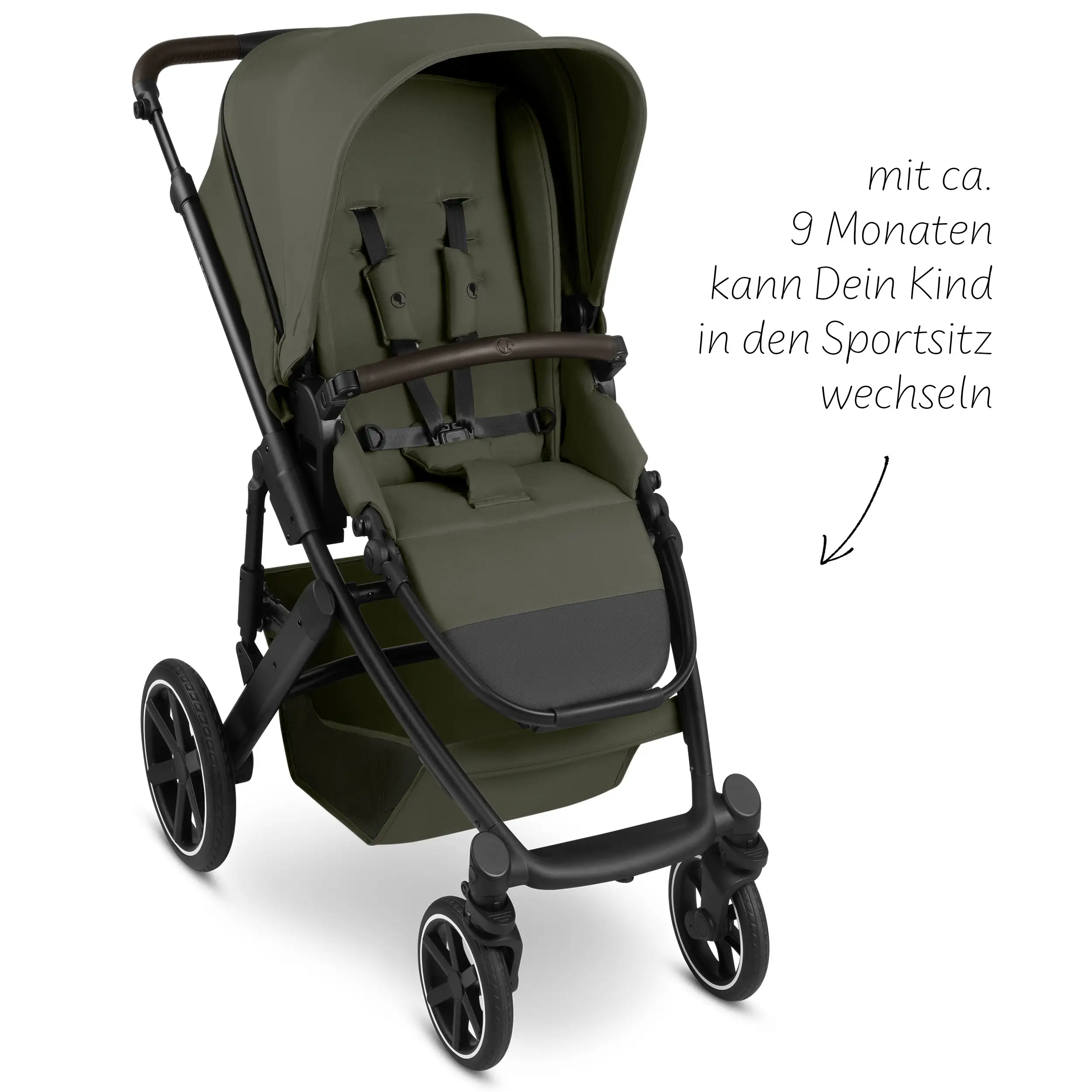 3in1 Kinderwagen-Set Salsa Core inkl. Babyschale Calla mit Liegefunktion - Olive
