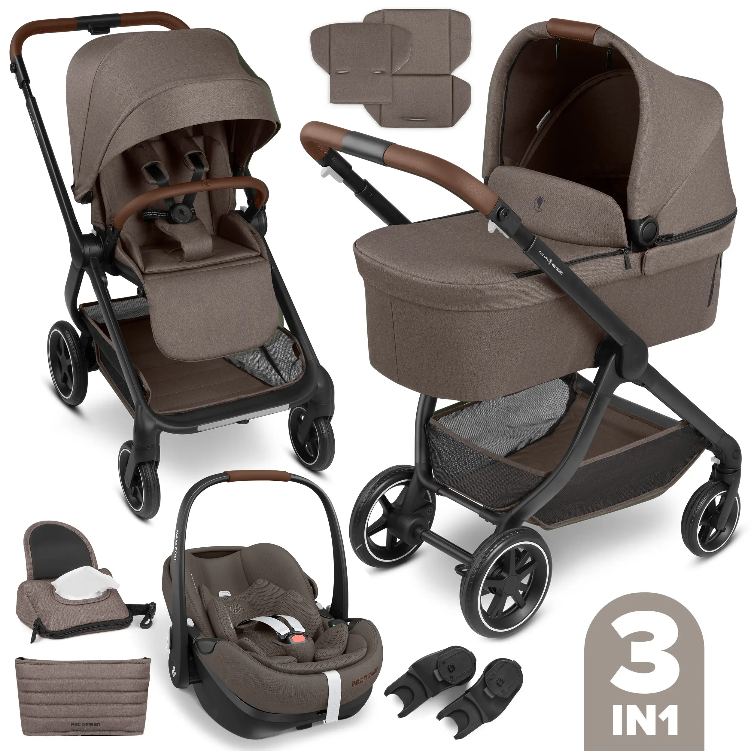 3in1 Stroller Set City Life incl. infant car seat Maxi Cosi Pebble 360 Pro 2 - Nature