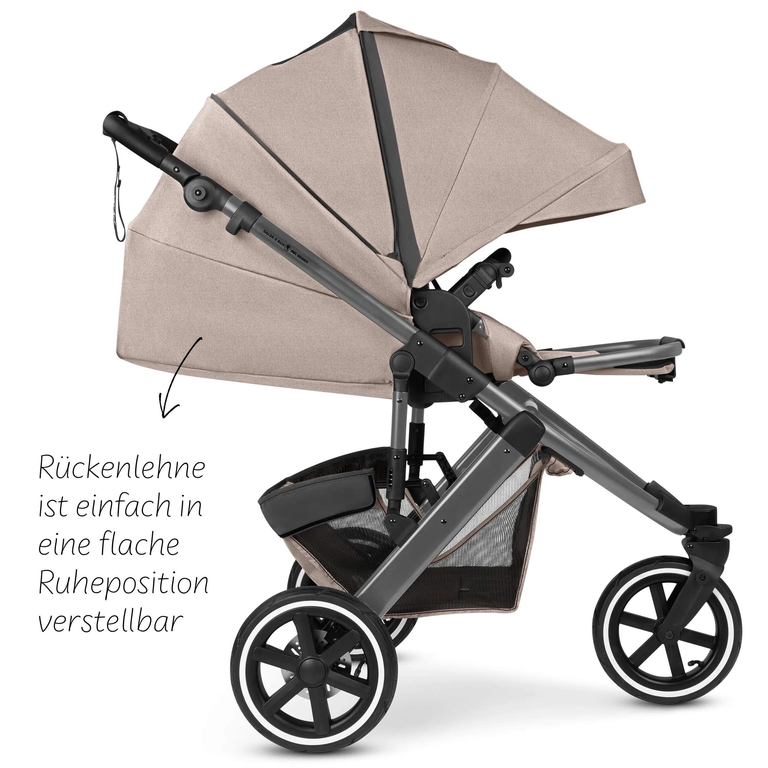 Poussette combinée Salsa 5 Run avec sac à langer, ombrelle, habillage pluie, porte-gobelet - Camel