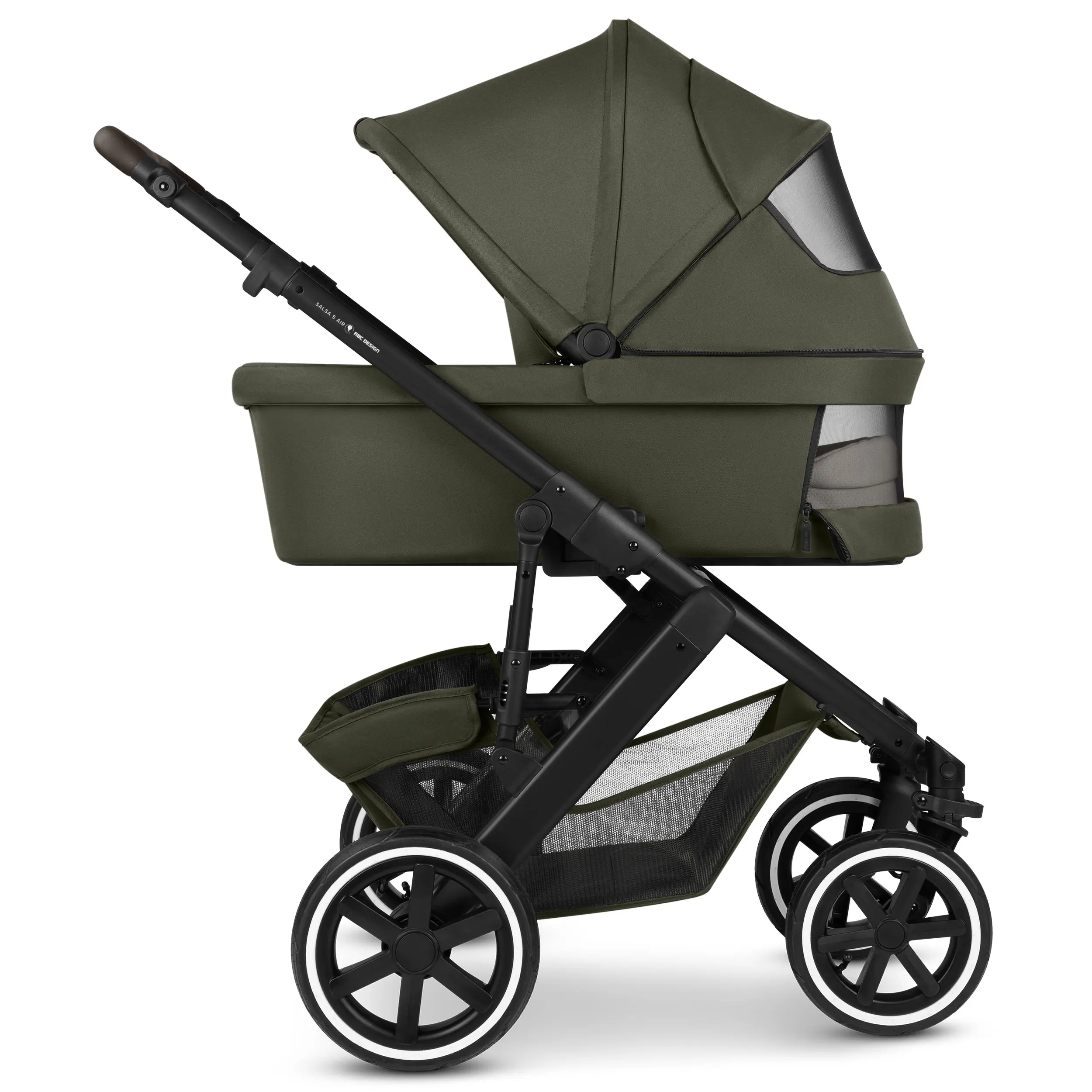 Kombi-Kinderwagen Salsa 5 Air inkl. Wickeltasche, Sonnenschirm, Regenschutz, Becherhalter - Avocado