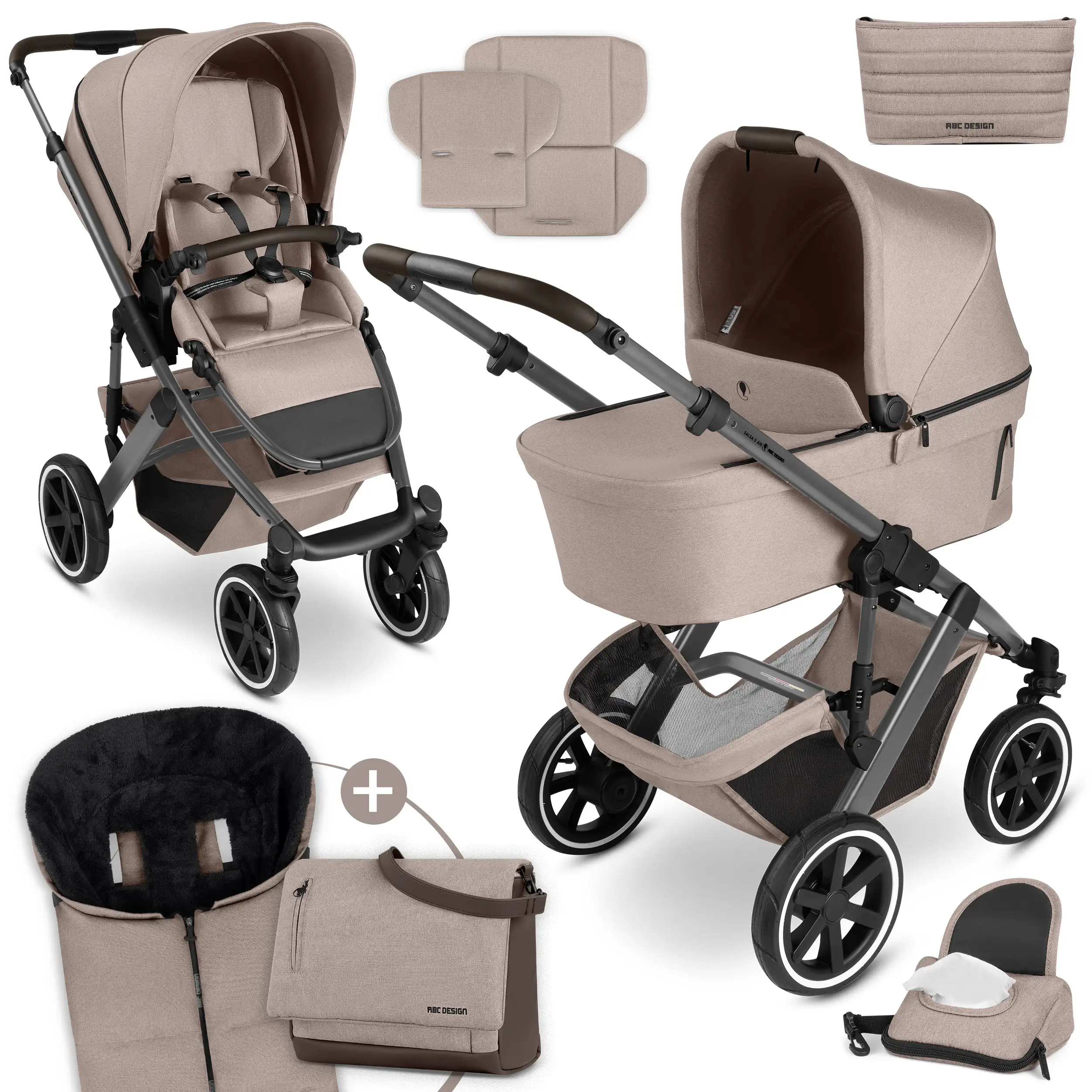2in1 Stroller Salsa 5 Air incl. Winter Footmuff & Diaper Bag - Camel 2in1 Stroller Salsa 5 Air incl. Winter Footmuff & Diaper Bag - Camel