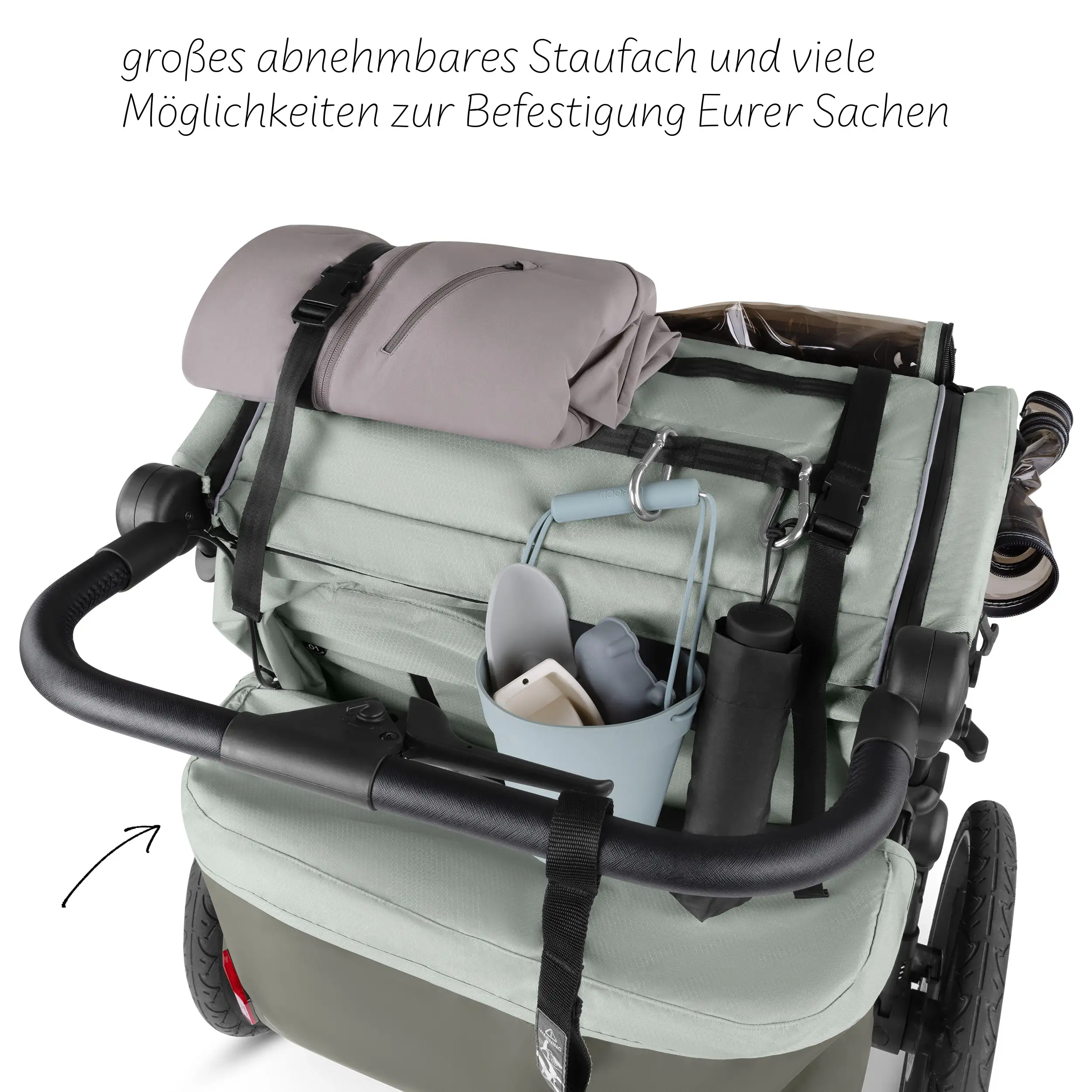 Fahrradanhänger Tour 2 mit 2 Komfortsitzen & Lufträdern - Olive