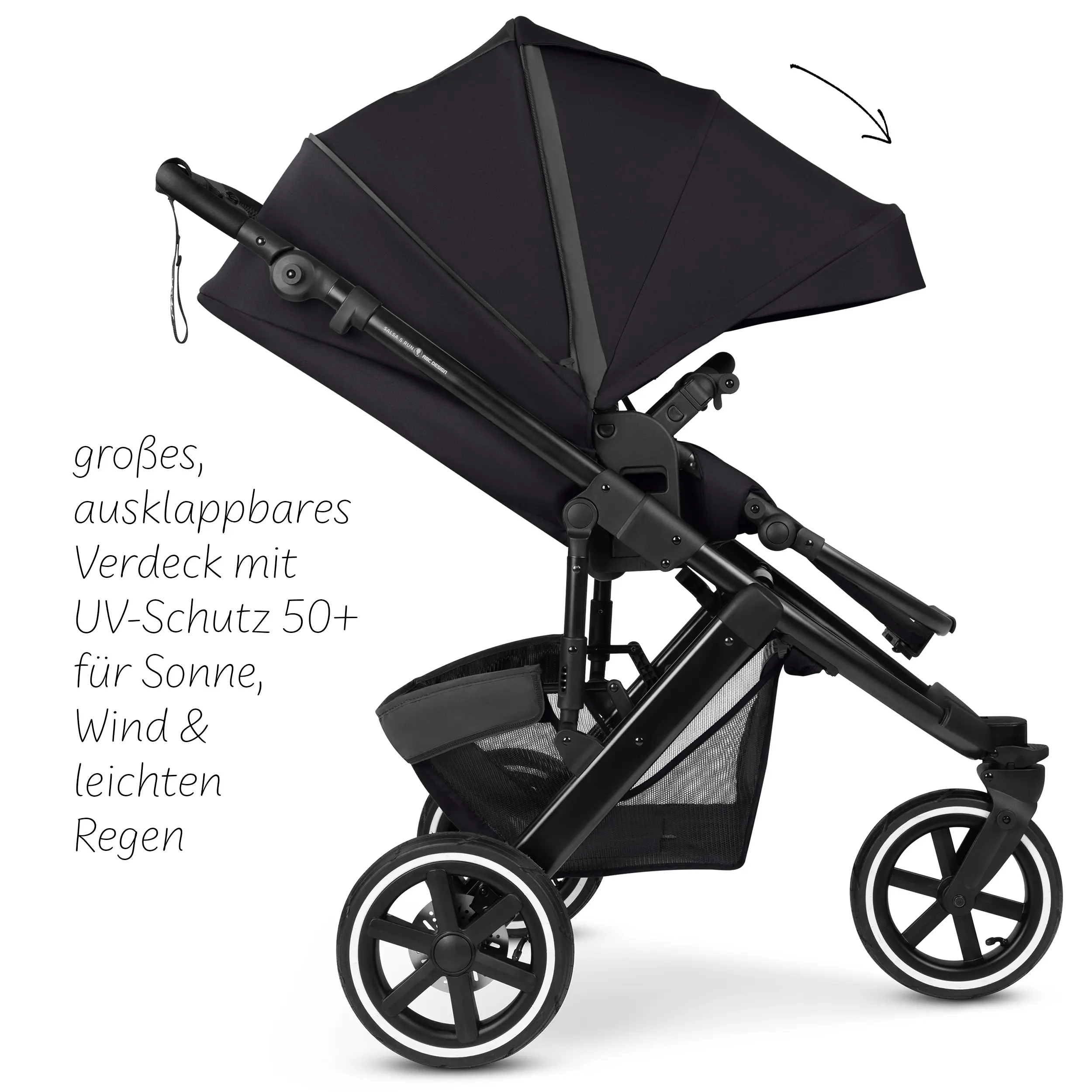 Poussette combinée Salsa 5 Run avec sac à langer, ombrelle, habillage pluie, porte-gobelet - Coal
