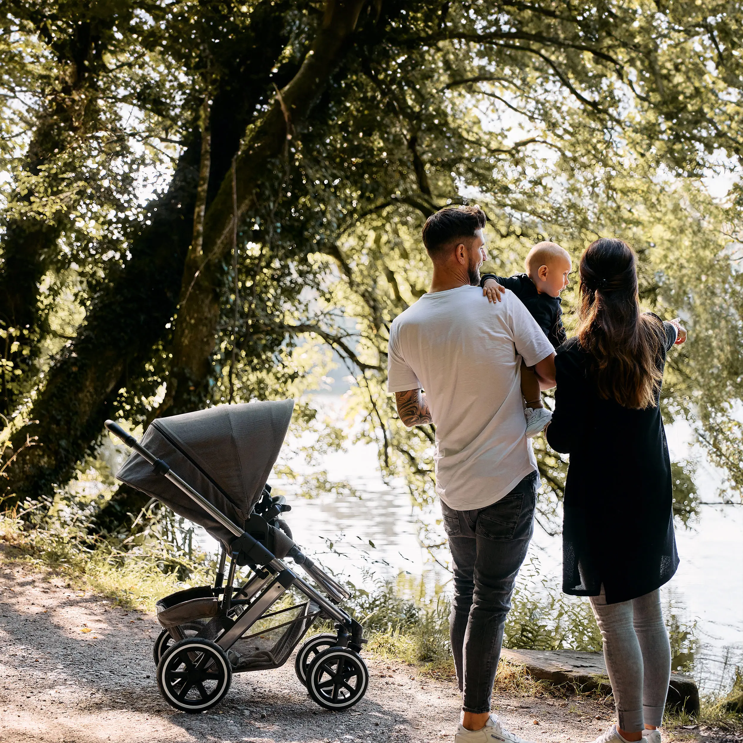 Kombi-Kinderwagen Salsa 5 Air inkl. Wickeltasche, Sonnenschirm, Regenschutz, Becherhalter - Almond