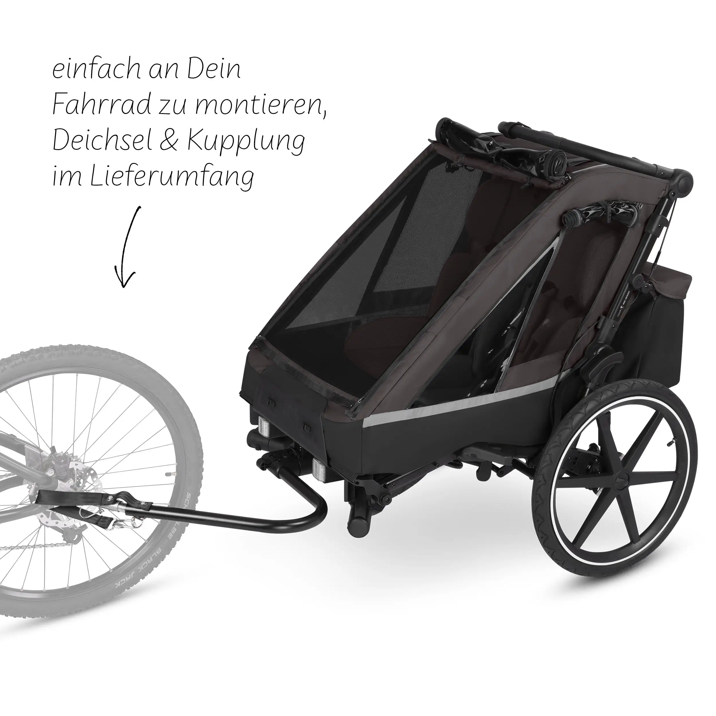 Fahrradanhänger Tour 2 mit 2 Komfortsitzen & Lufträdern - Falcon