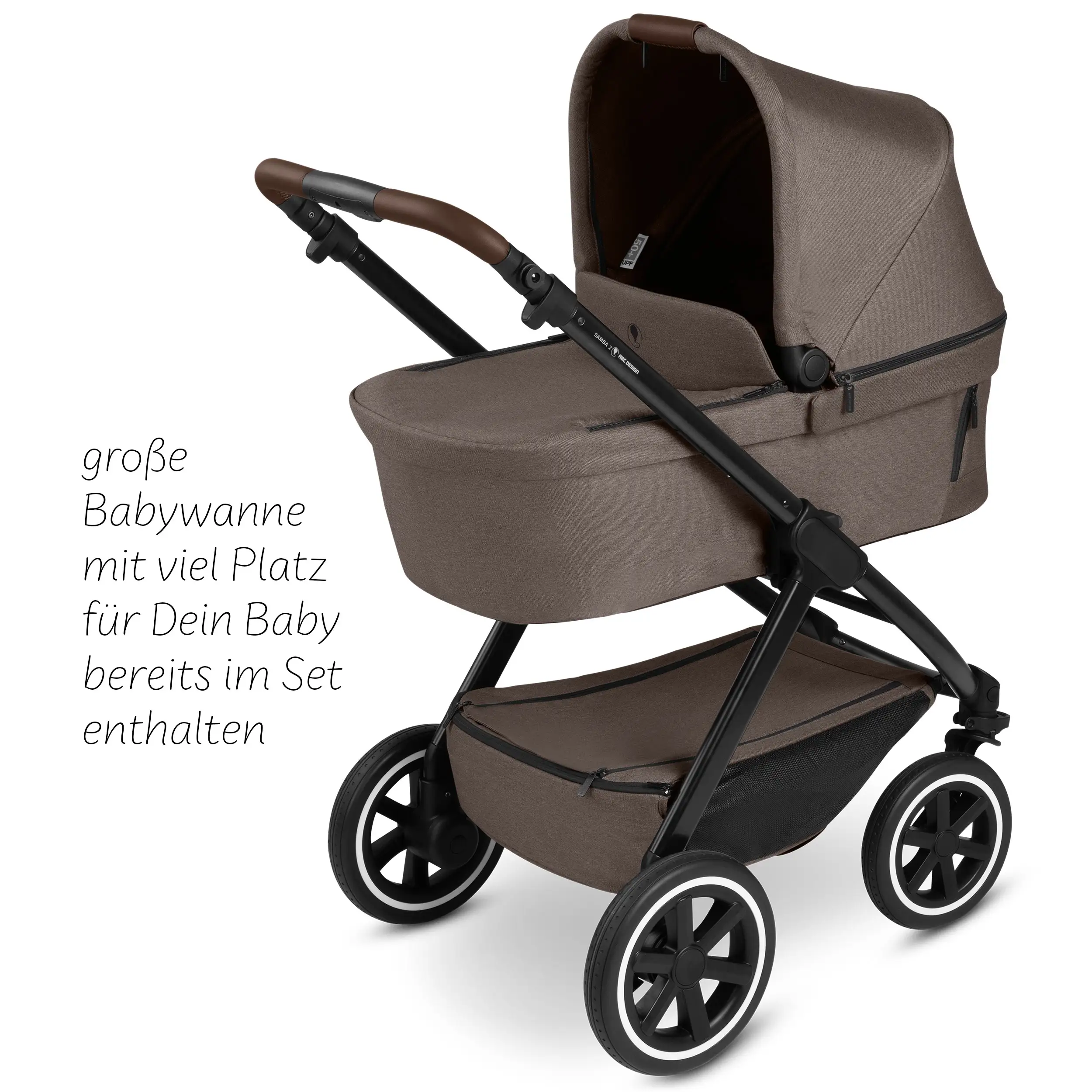 3in1-Kinderwagen-Set Samba 2 inkl. Babyschale Calla mit Liegefunktion - Nature
