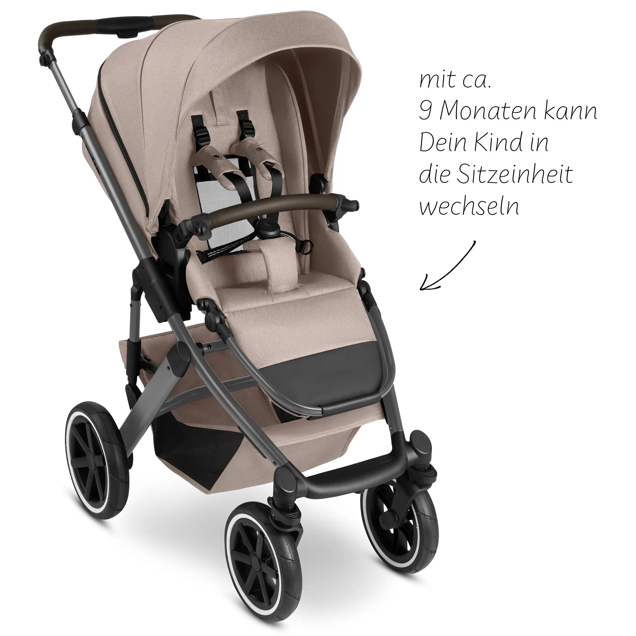 Kombi-Kinderwagen Salsa 5 Air  inkl. Wickeltasche Urban, Moskitonetz, Regenschutz - Camel