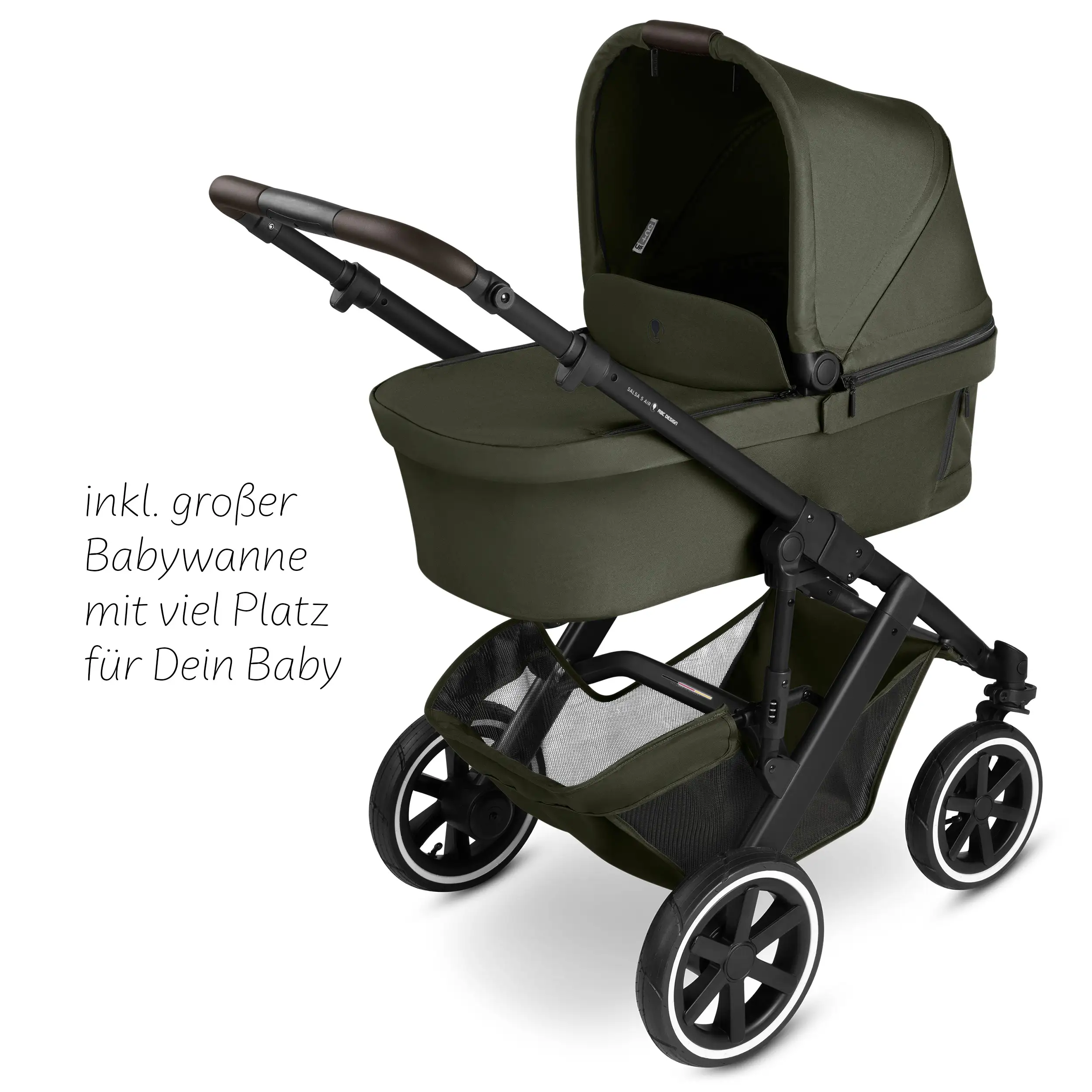 3in1-Kinderwagen-Set Salsa 5 Air inkl. Babyschale Calla mit Liegefunktion - Avocado