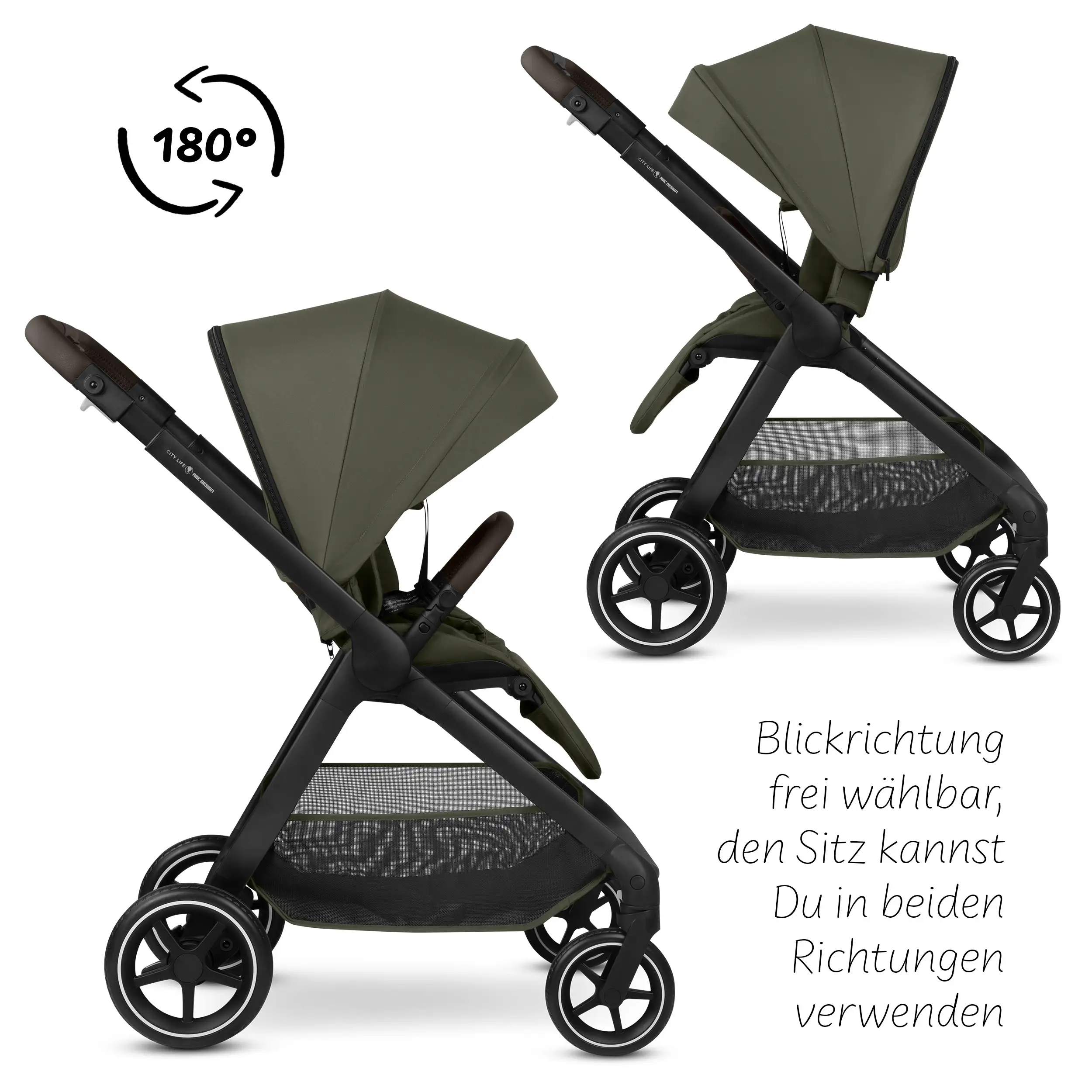 4in1-Kinderwagen-Set City Life inkl. Babyschale Calla mit Liegefunktion - Avocado
