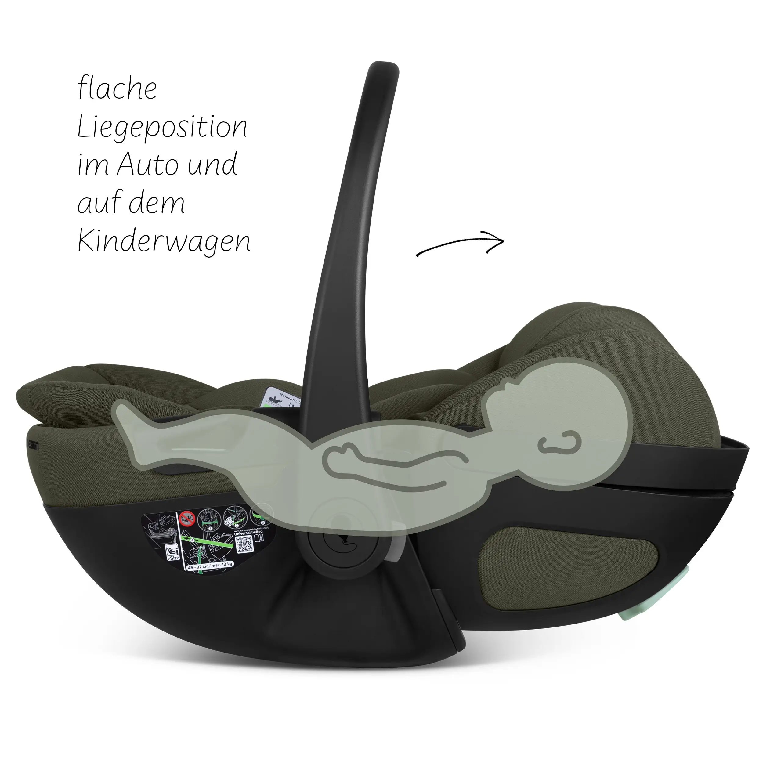 Calla i-Size Infant Car Seat with Reclining Function - Olive
