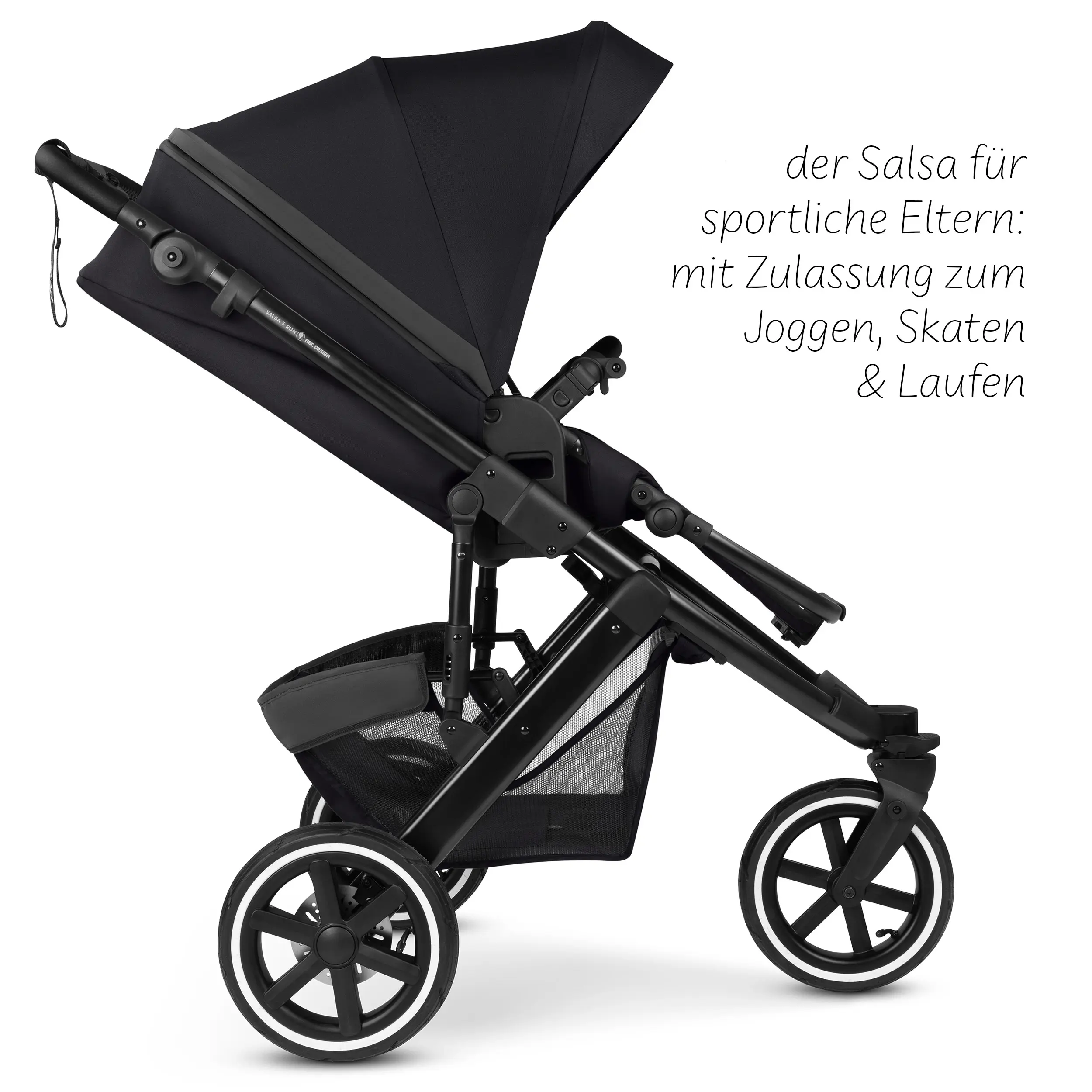 Poussette combinée Salsa 5 Run avec sac à langer, ombrelle, habillage pluie, porte-gobelet - Coal