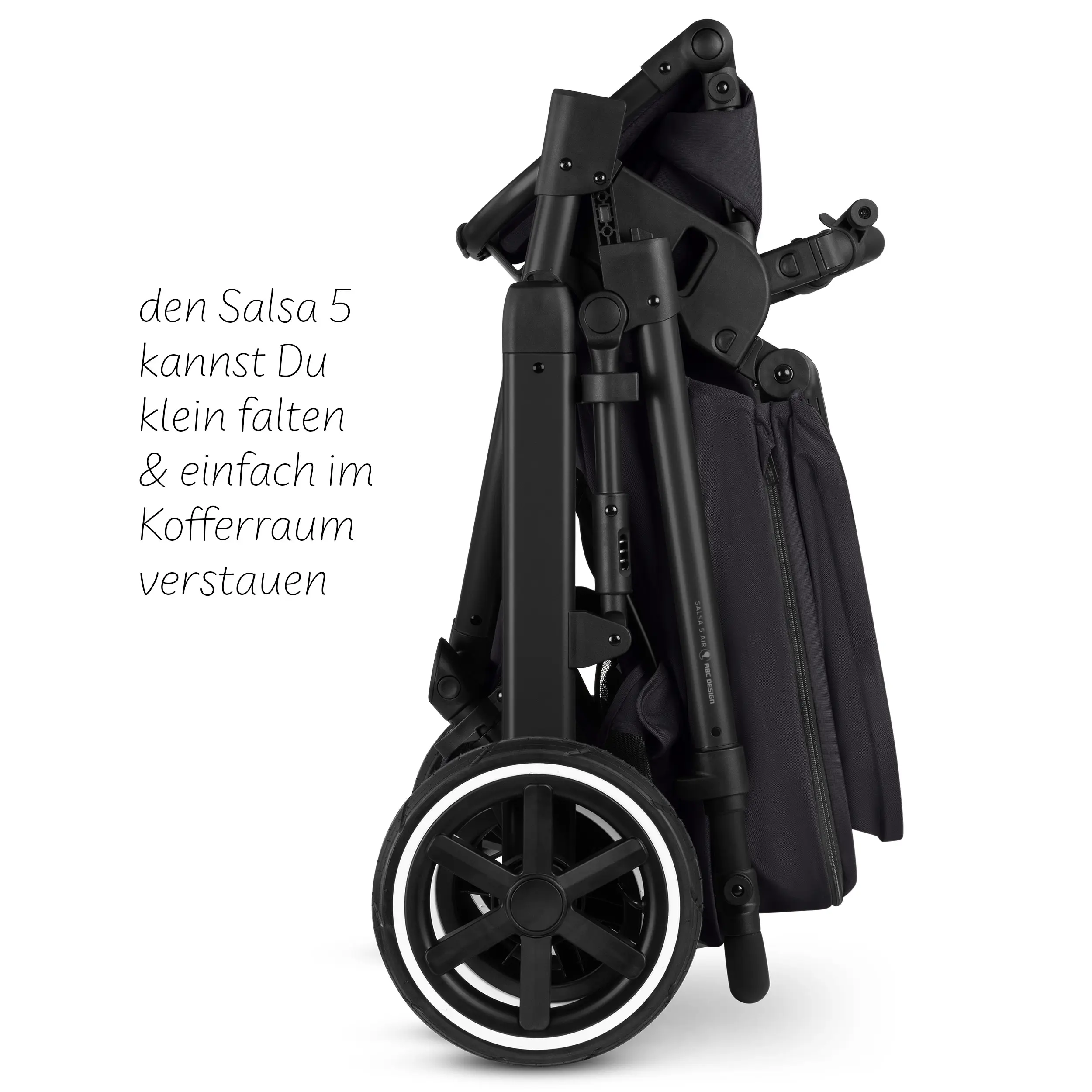 Kombi-Kinderwagen Salsa 5 Air inkl. Wickeltasche, Sonnenschirm, Regenschutz, Becherhalter - Coal
