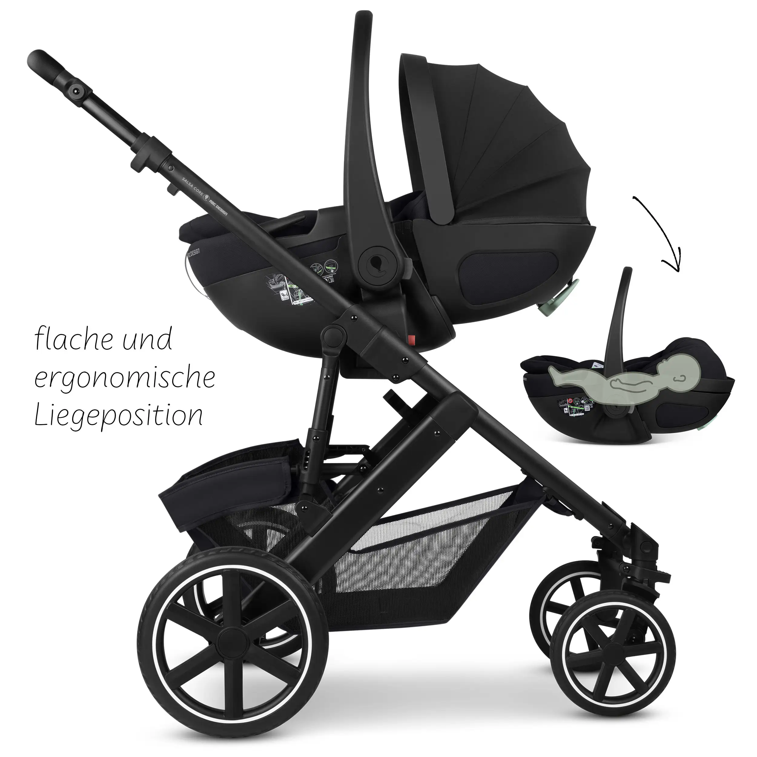 3in1 Kinderwagen-Set Salsa Core inkl. Babyschale Calla mit Liegefunktion - Ink