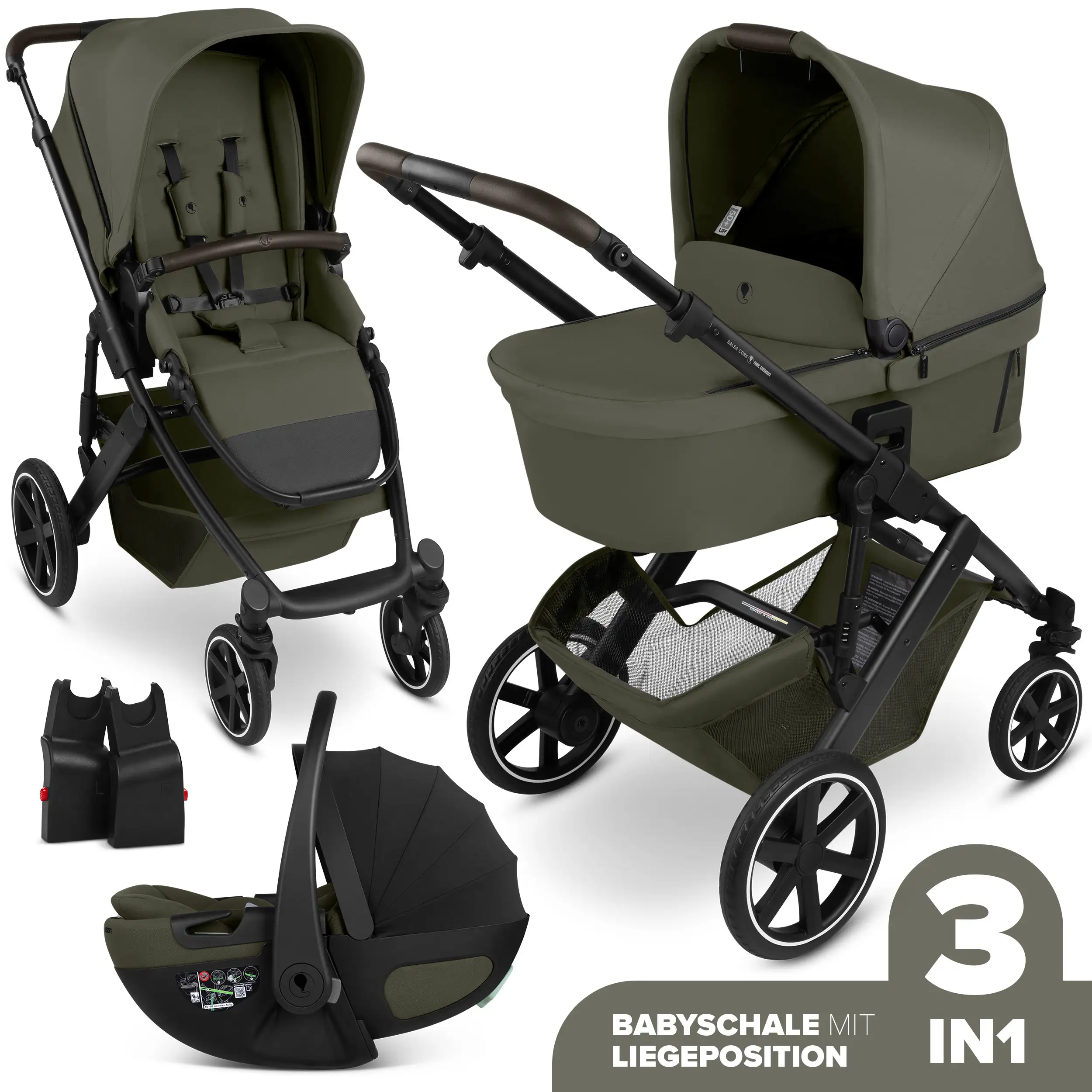 3in1 Kinderwagen-Set Salsa Core inkl. Babyschale mit Liegefunktion Calla