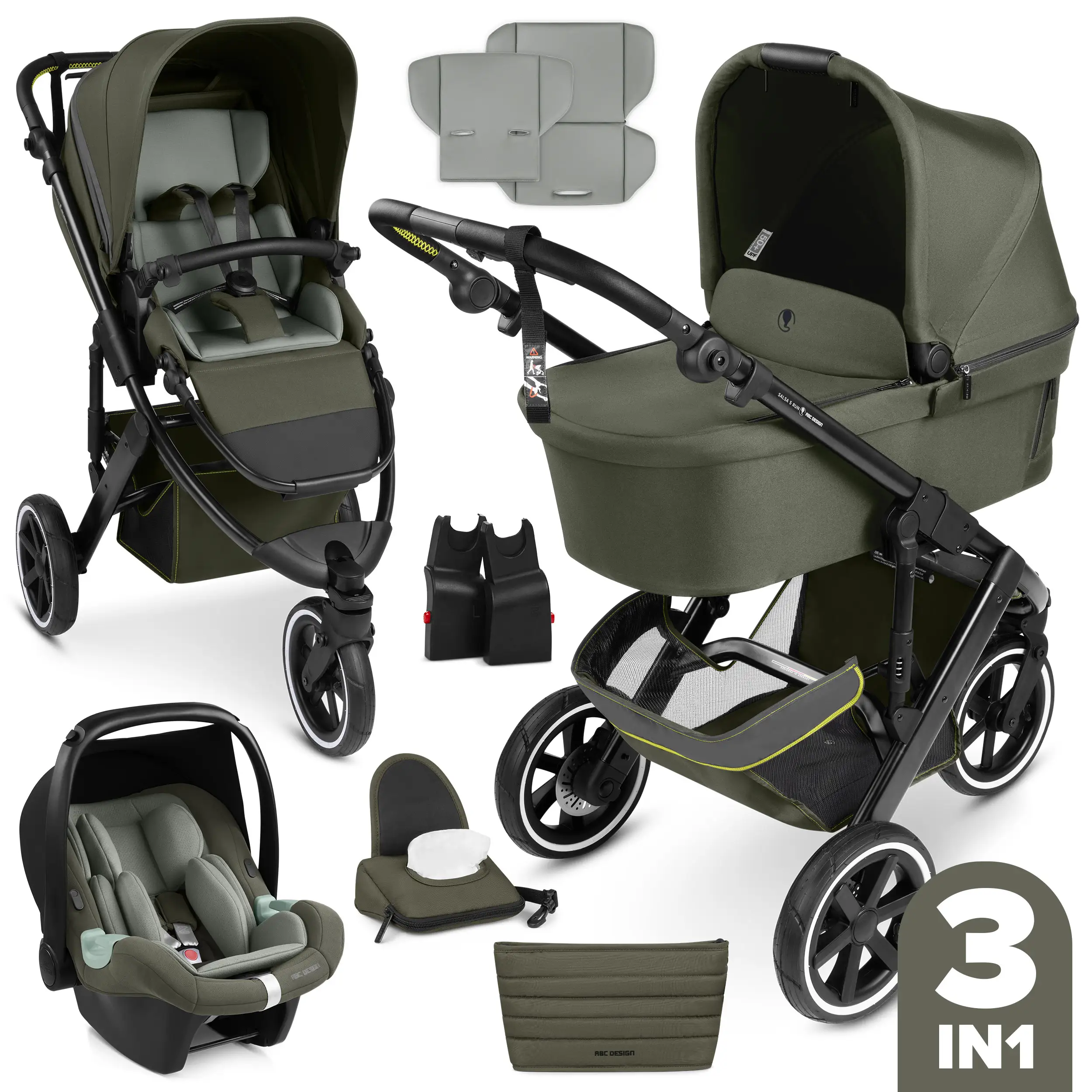 Set cochecito 3 en 1 Salsa 5 Run incl. Silla de Auto - Avocado Set cochecito 3 en 1 Salsa 5 Run incl. Silla de Auto - Avocado