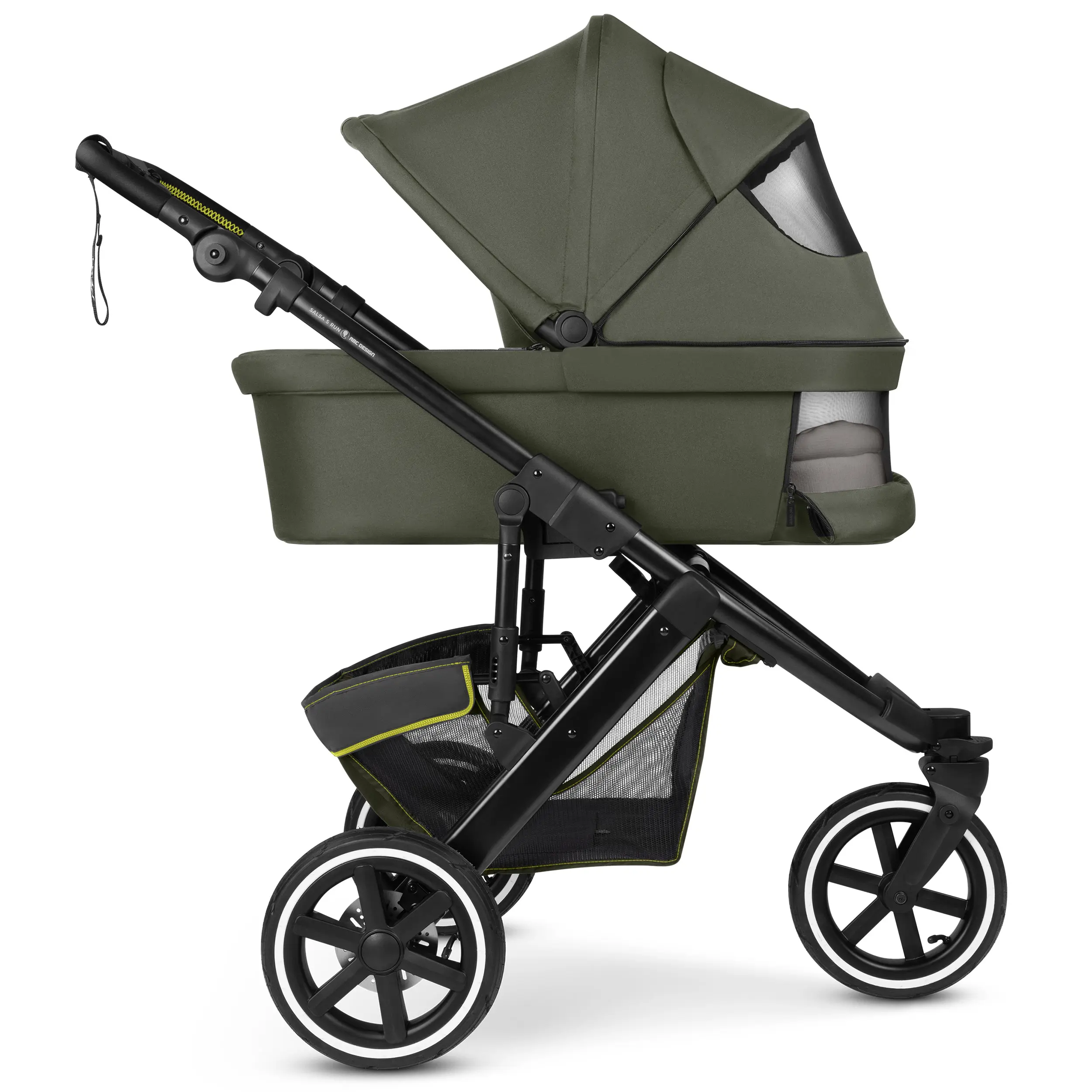 Poussette combinée Salsa 5 Run avec sac à langer, ombrelle, habillage pluie, porte-gobelet - Avocado
