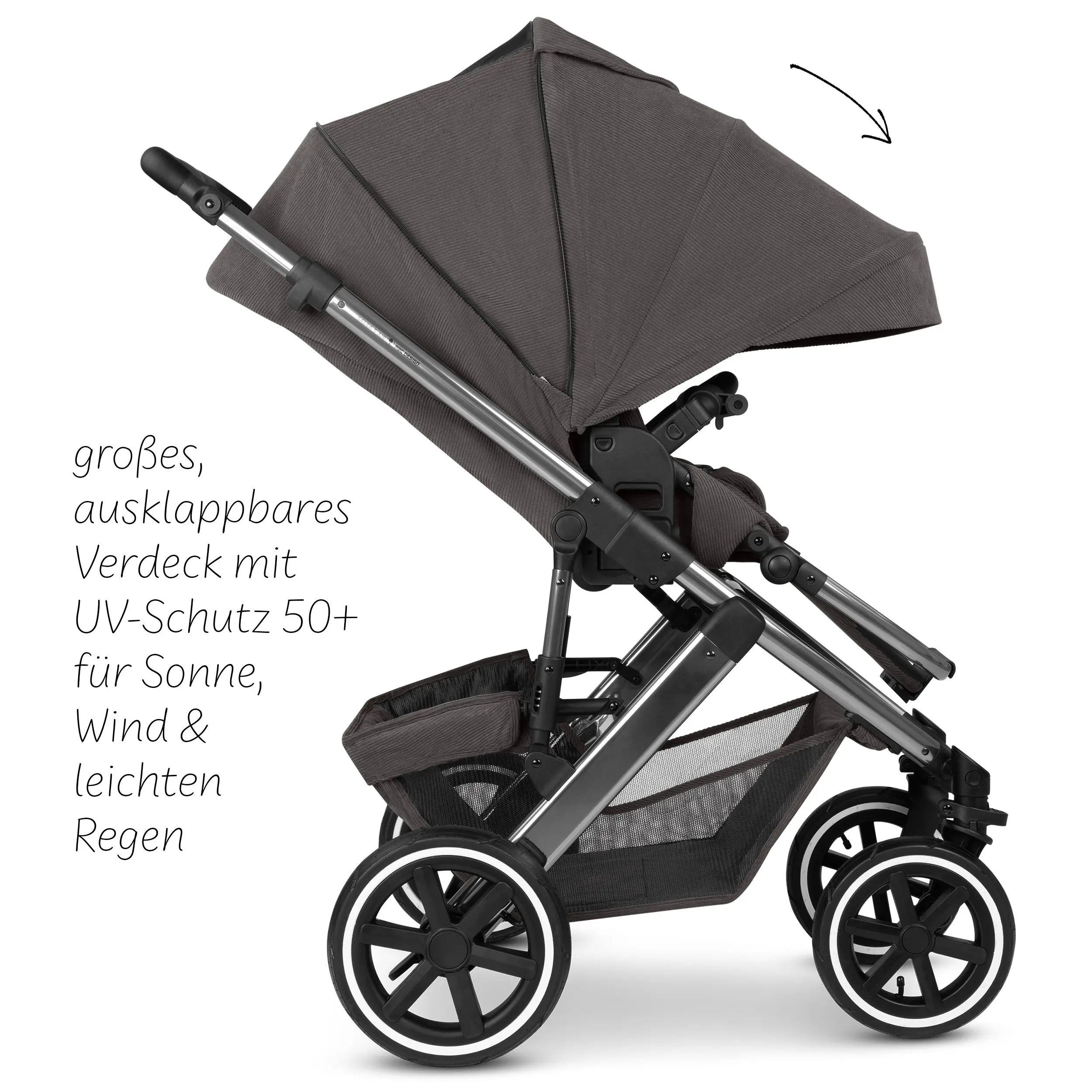 Kombi-Kinderwagen Salsa 5 Air inkl. Wickeltasche, Sonnenschirm, Regenschutz, Becherhalter - Almond