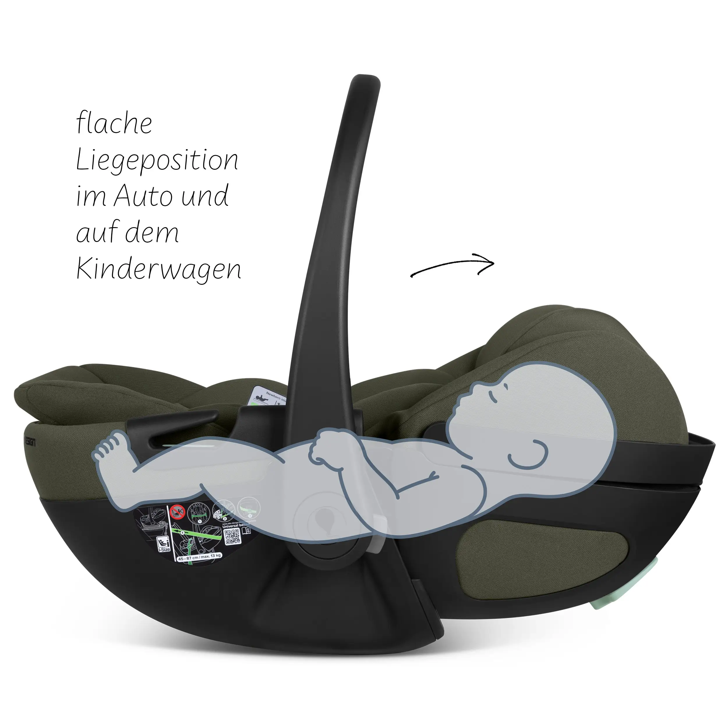 Babyschale mit Liegefunktion Calla i-Size - Olive
